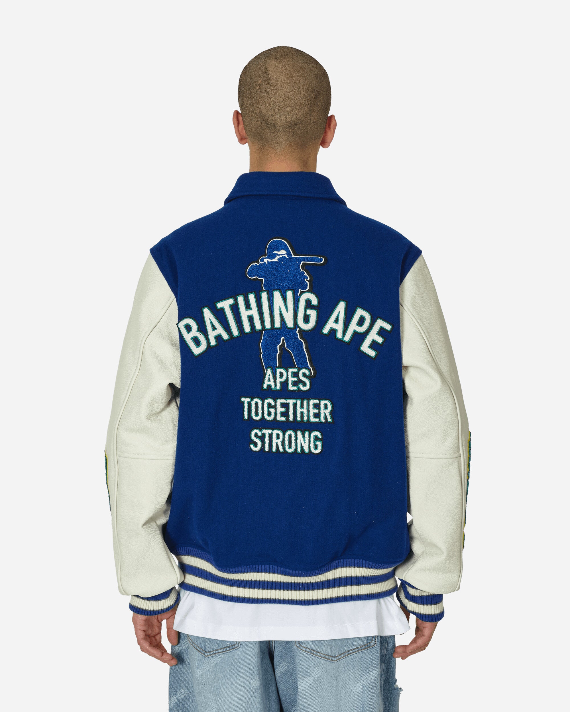 A Bathing Ape Bape  Varsity Jacket M Blue Coats and Jackets Jackets 1K30141002 BLUE