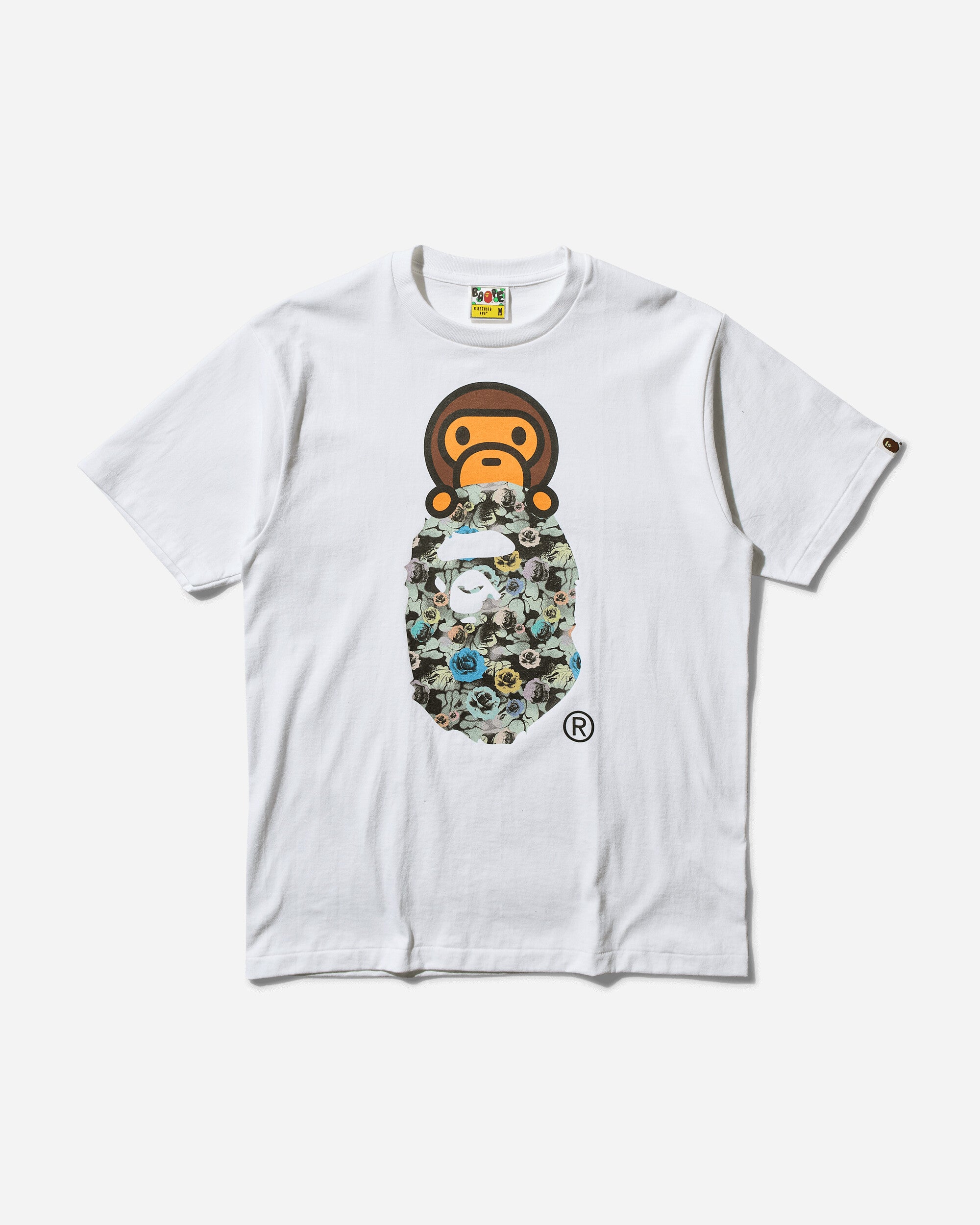 A Bathing Ape Floral Camo Milo On Ape Head Tee M White T-Shirts Shortsleeve 2K80110008 WHITE