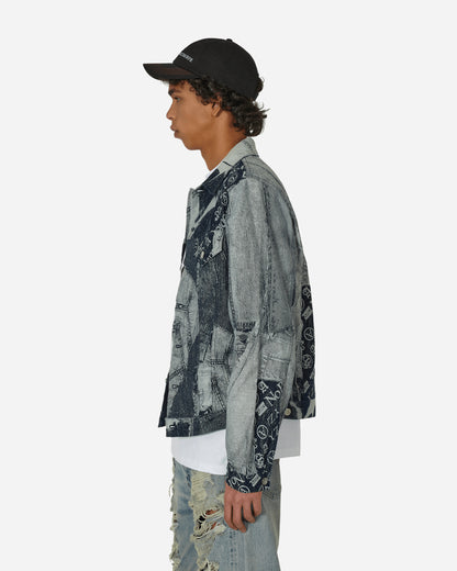 Aries Patchwork Jacquard Trucker Jacket Indigo Coats and Jackets Denim Jackets RUAR70000 IND