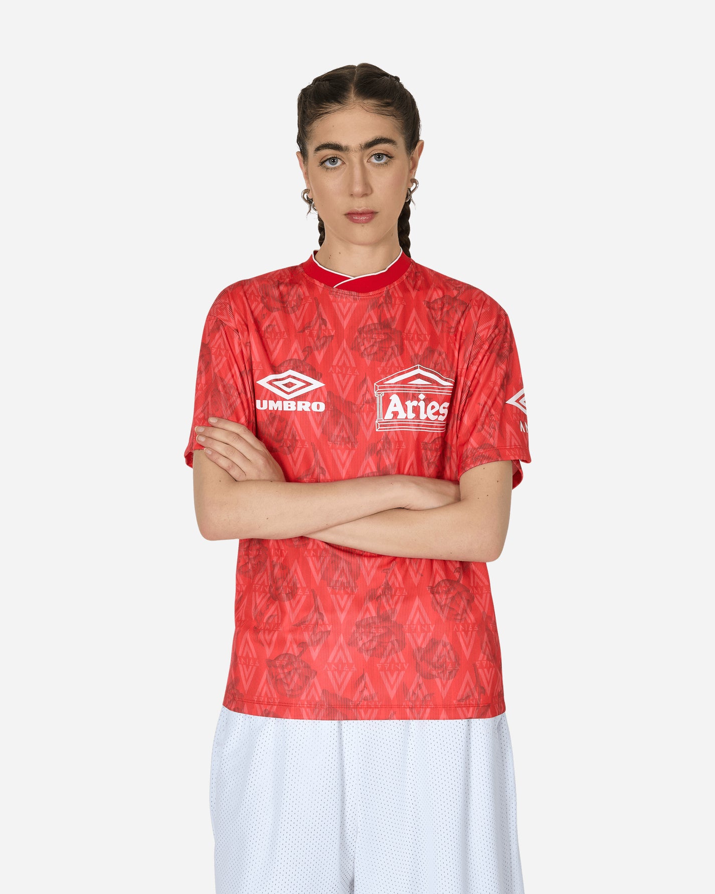 Aries Red Roses SS Football Jersey Red T-Shirts Shortsleeve UM6000203 RED
