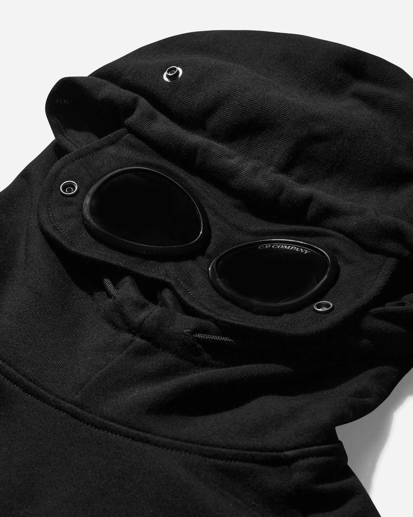 C.P. Company Diagonal Raised Fleece Goggle Hooded Sweatshirt Black Sweatshirts Hoodies 17CMSS026A005086W 999