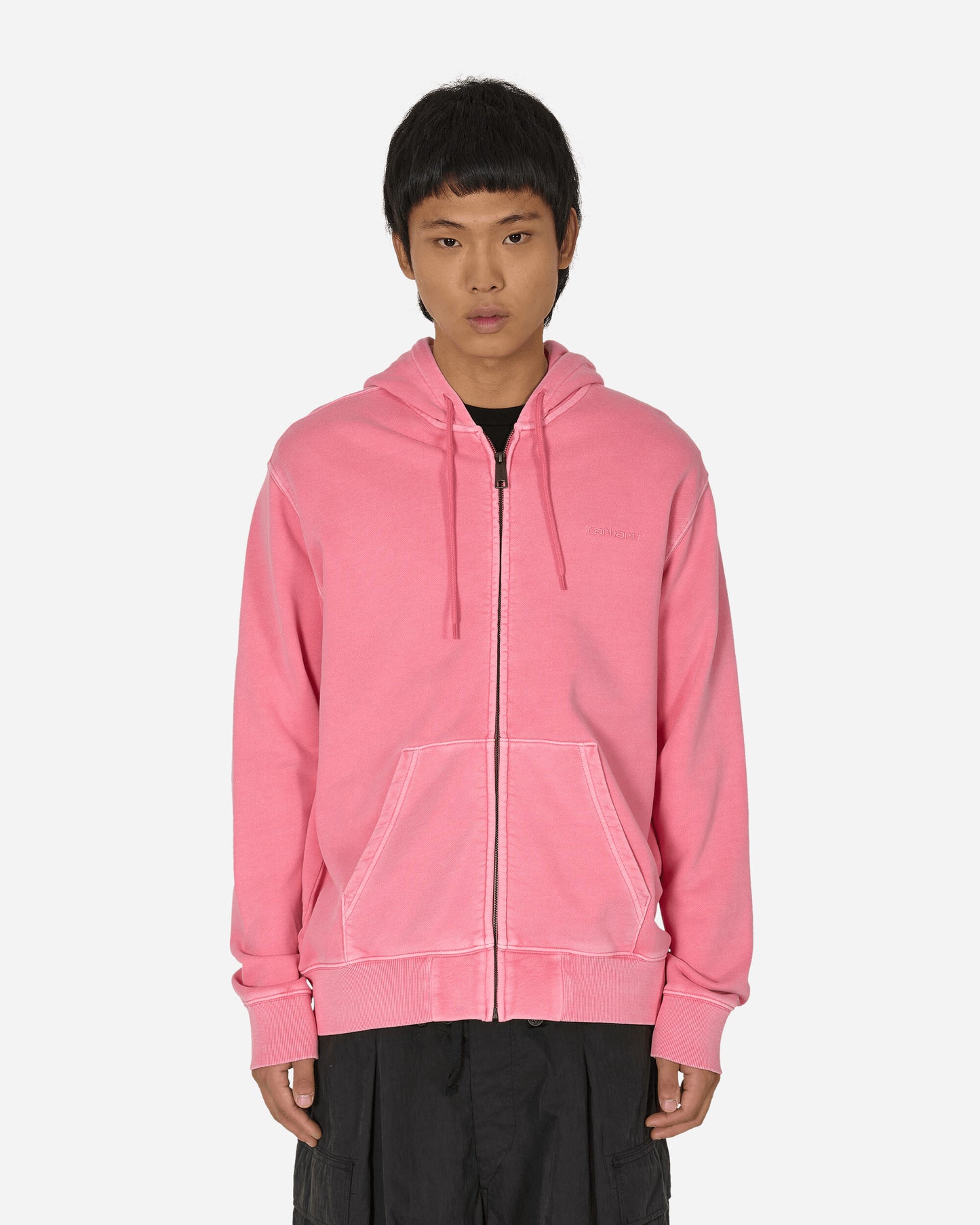 Carhartt WIP Hooded Duster Script Jacket Charm Pink Sweatshirts Hoodies I033619 29PGD