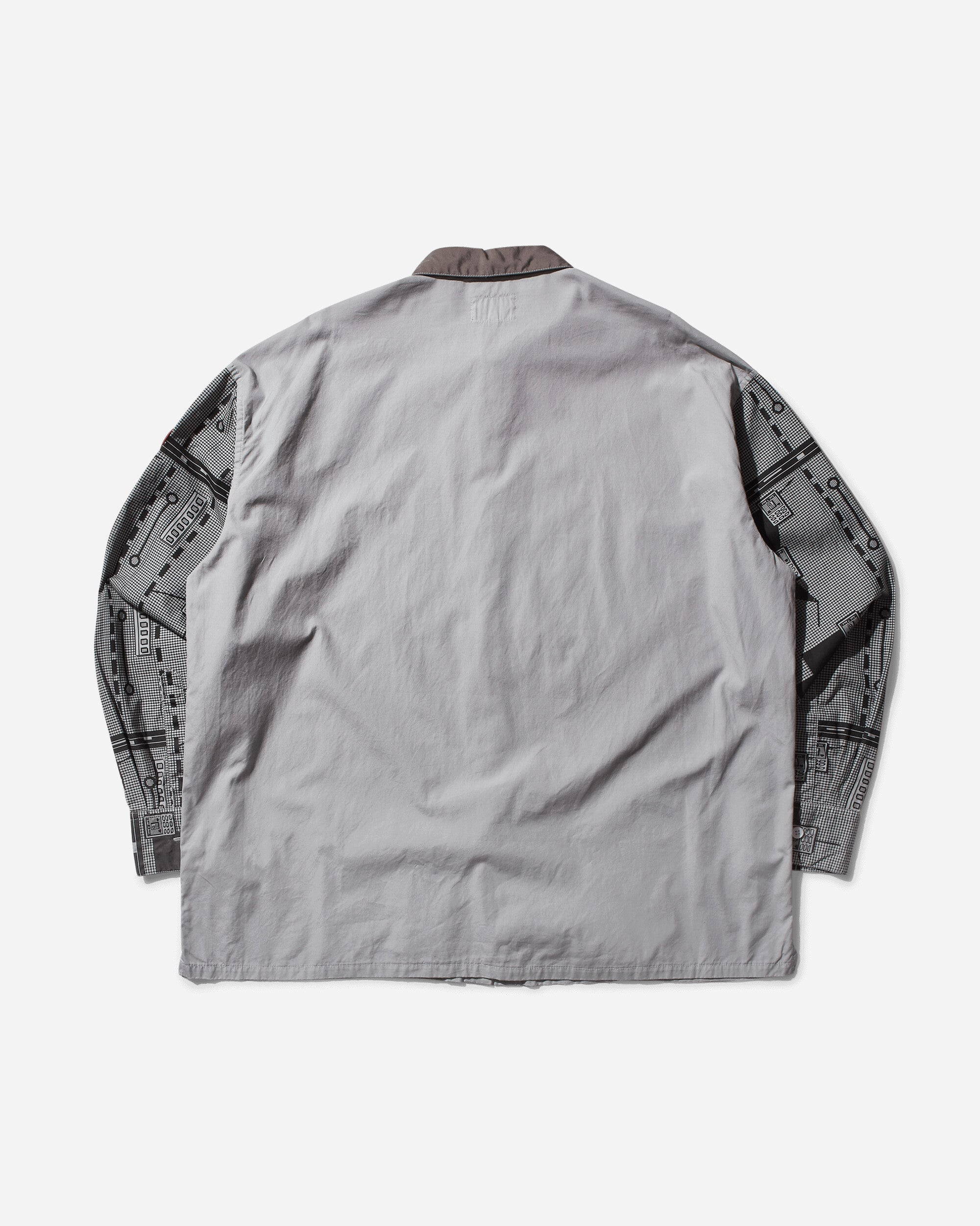 Cav Empt Overdye Grid Sleeve Big Shirt Grey Shirts Longsleeve Shirt CES26SH08 001