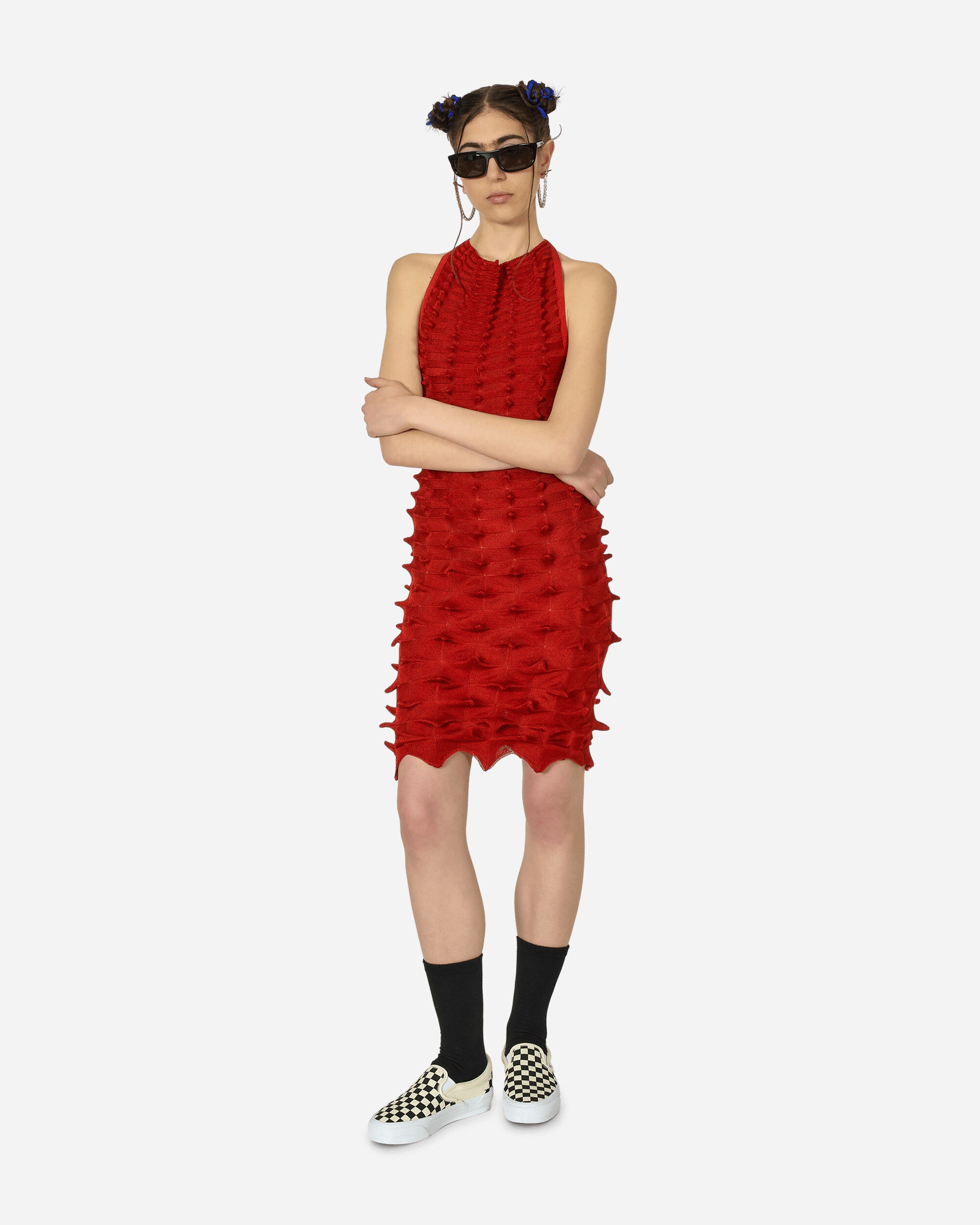 Gradient Spikes Dress Red