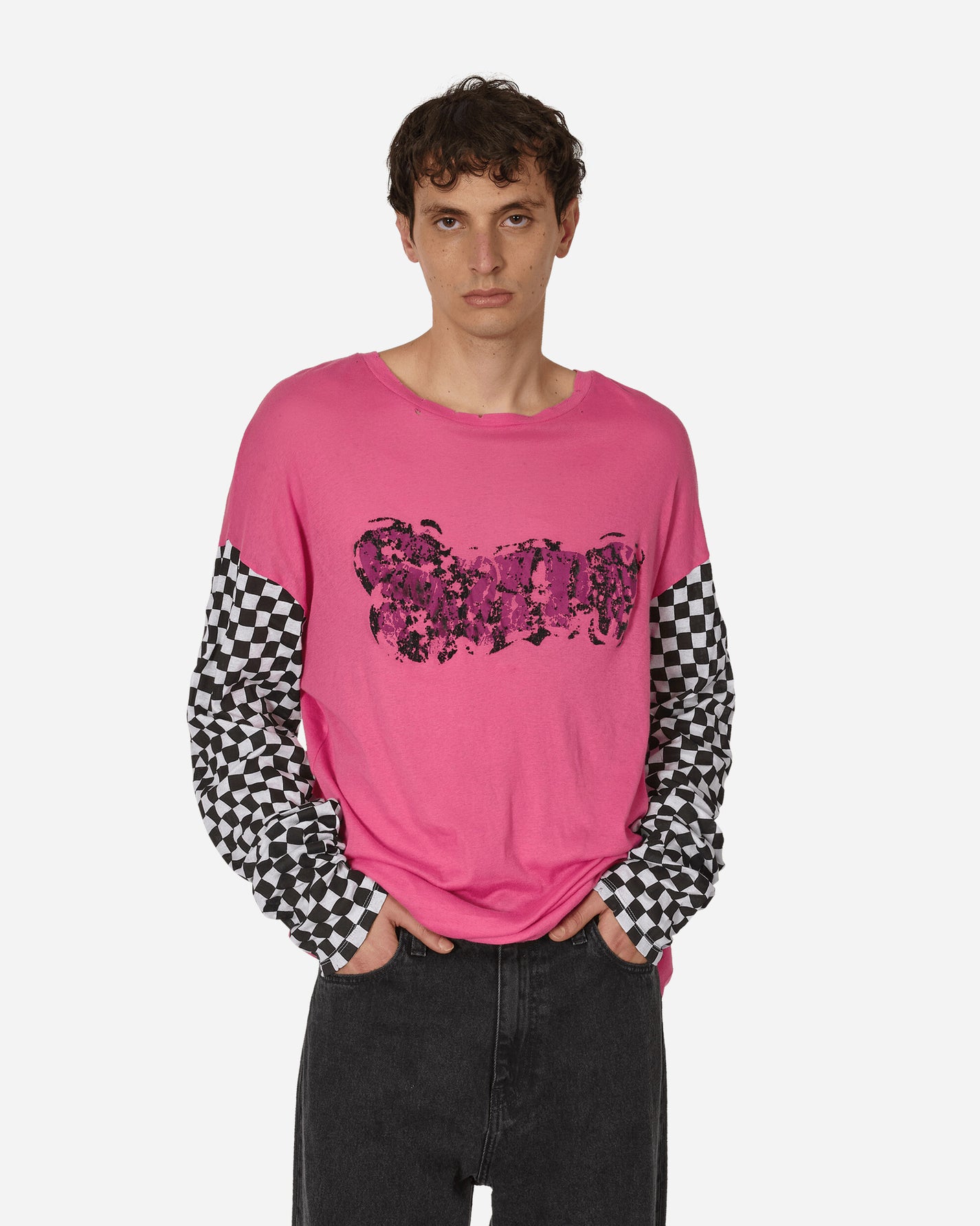 ERL Printed Light Jersey Longsleeve T-Shirt Fuchsia T-Shirts Longsleeve ERL08T018 1