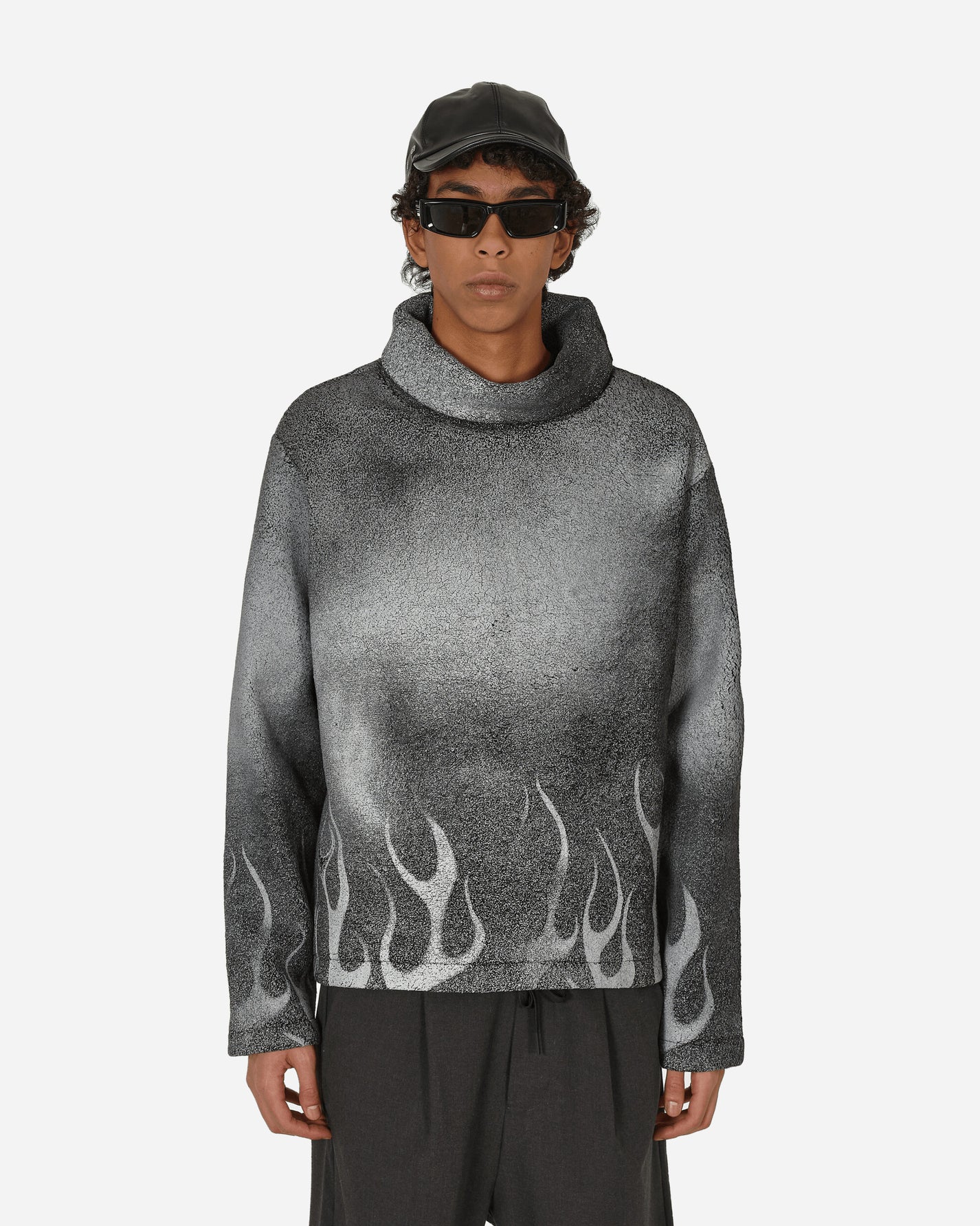 Haydenshapes Dimensions Funnel Neck Fleece Black Flames Sweatshirts Crewneck HS23SN2012 054