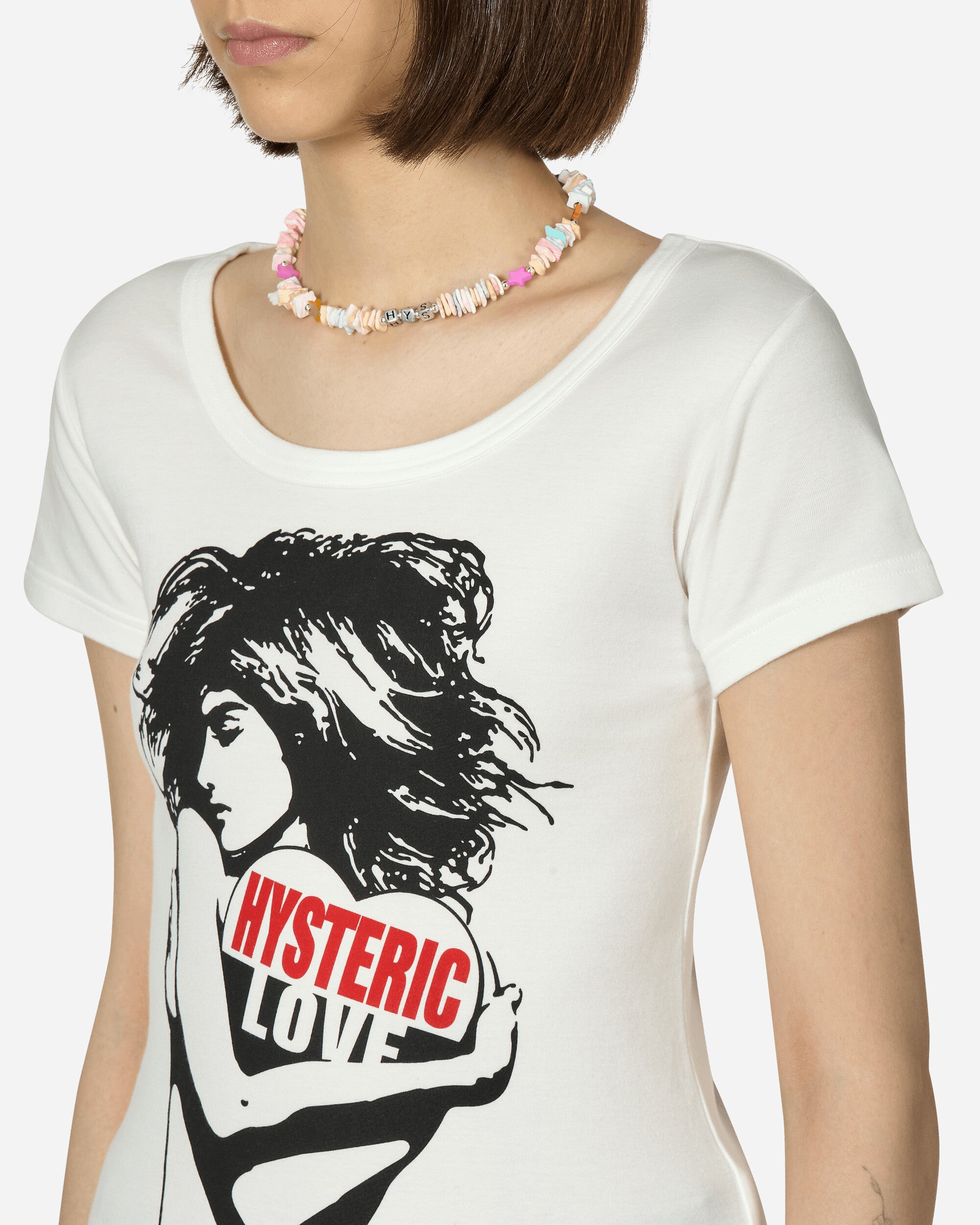 Hysteric Glamour Wmns Hysteric Love Dirty White T-Shirts Shortsleeve 01241CT069 A