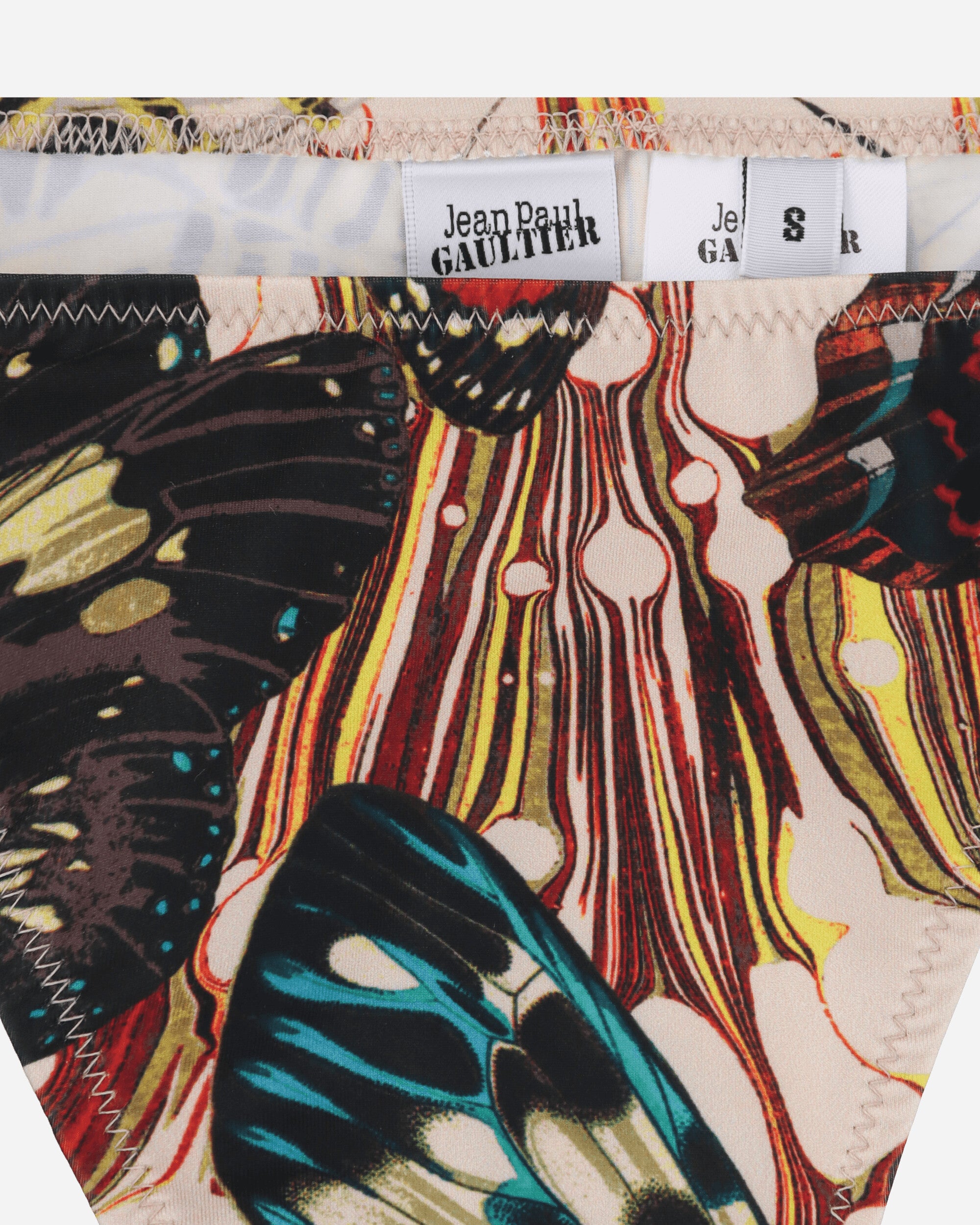 Jean Paul Gaultier Wmns Bikini Bottom Printed Papillon Yellow/Multicolor Swimwear Bikinis F-SV032-J538 1090