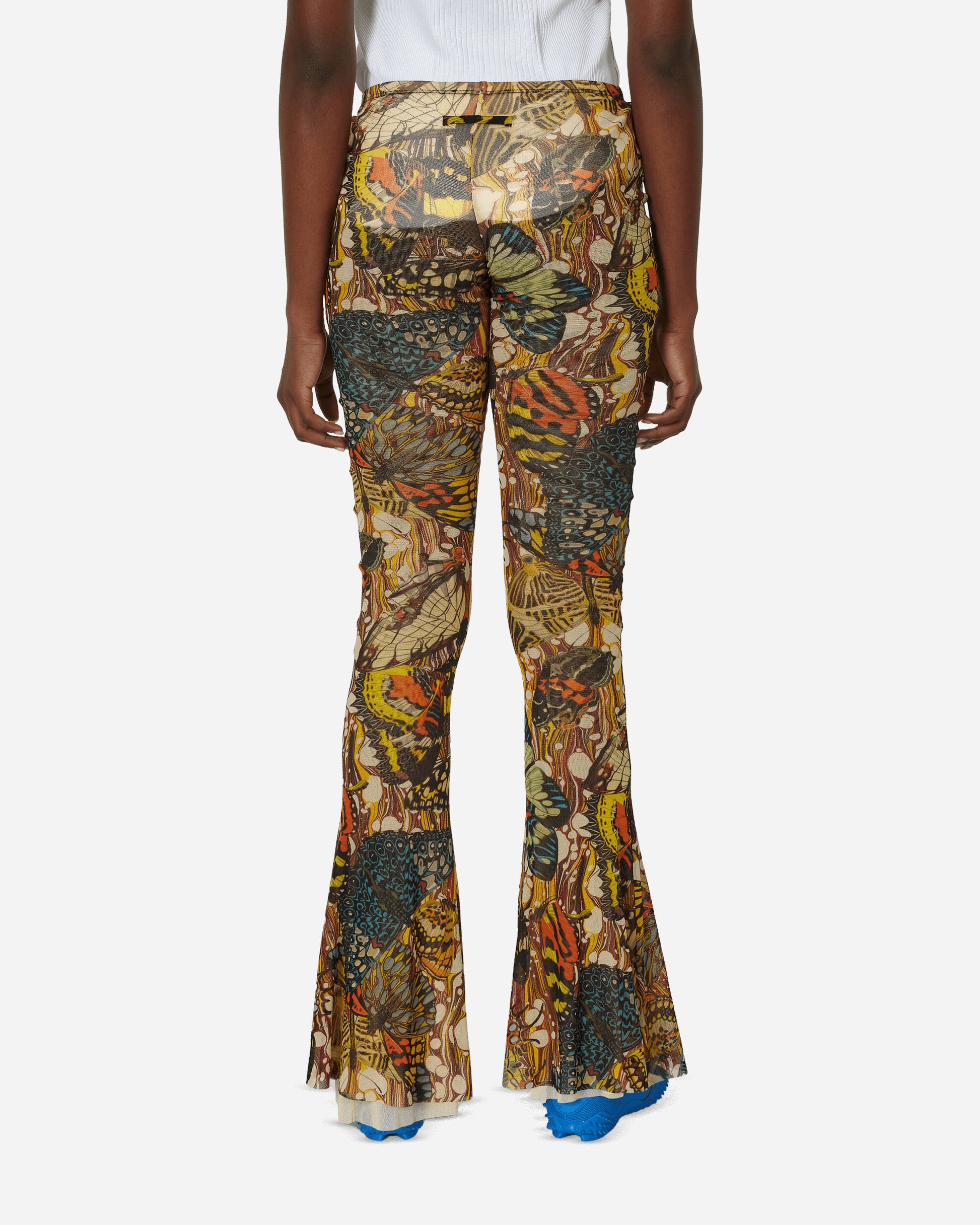 Jean Paul Gaultier Wmns Mesh Pant Printed Papillon Yellow/Multicolor Pants Flare F-PA098-T545 1090