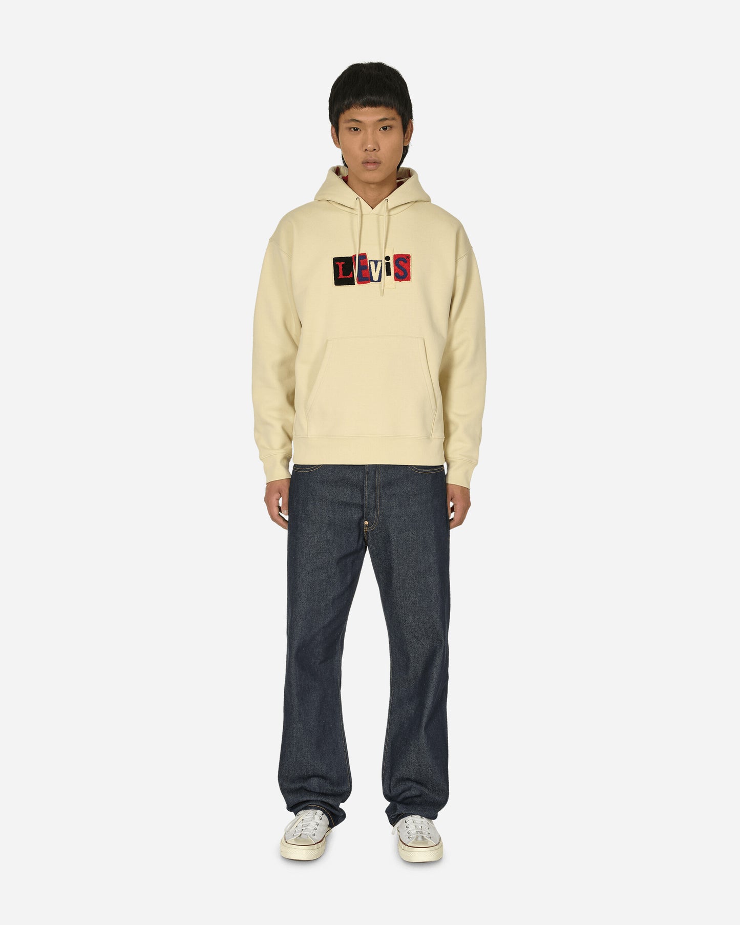 Levi's® Skateboarding Skate Hooded Sweatshirt Angora Dots Cream And Red Sweatshirts Hoodies A1008-0014 WHITE