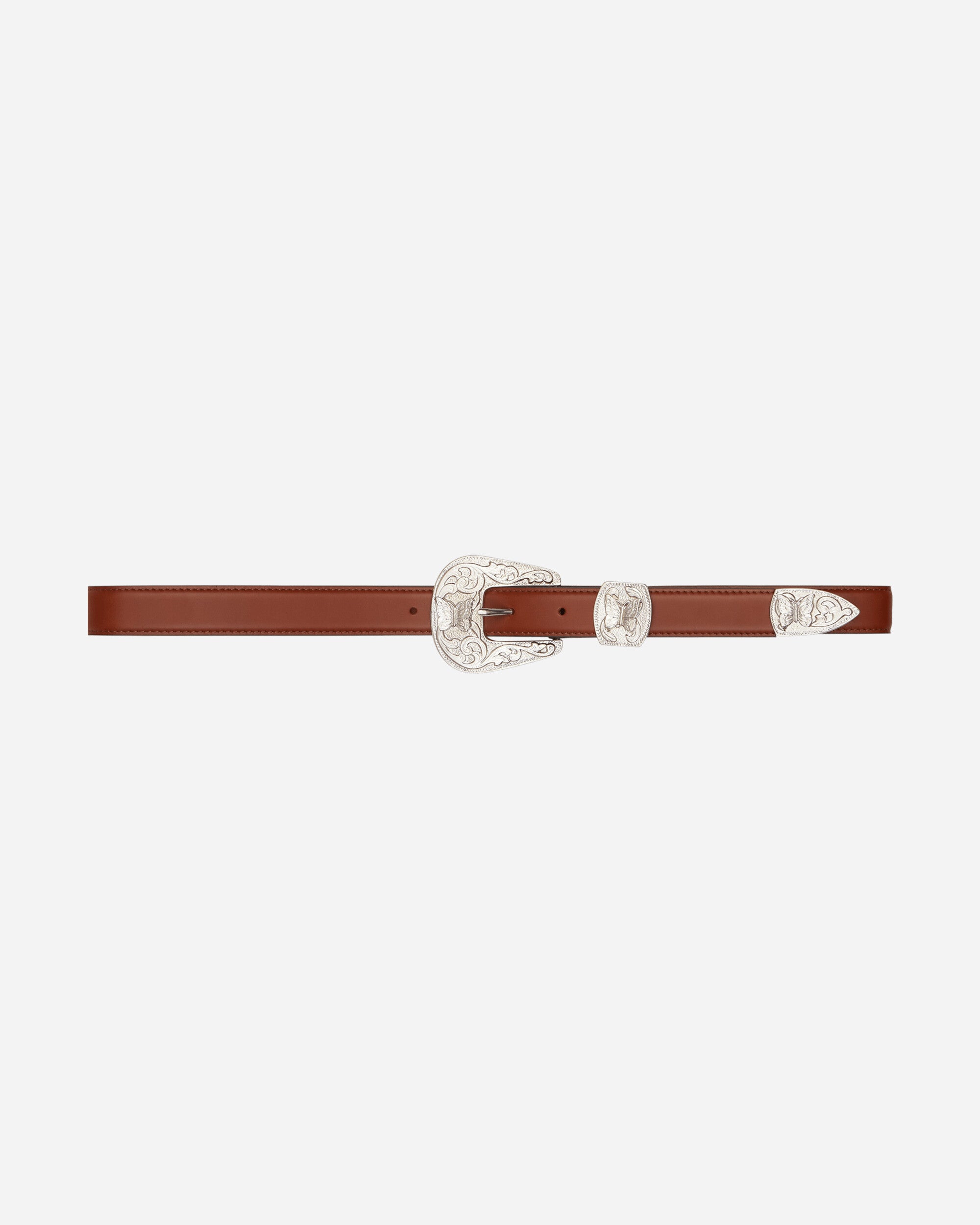 Needles Papillon Western Tip Belt - Steer Lthr. Brown Belts Belt OT032 A