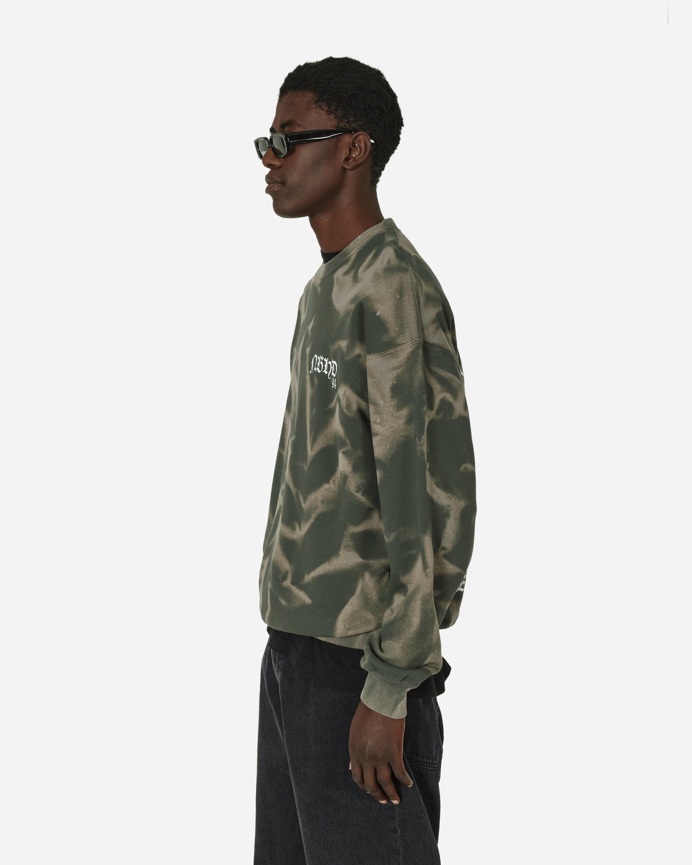 Neighborhood Tie-Dye Sweat Shirt Ls Olive Drab Sweatshirts Crewneck 241FPNH-CSM09 OD