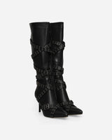 Nii Hai Wmns Nii Hai Strappy Boots Black Boots Knee SHOE-NHSB BLK