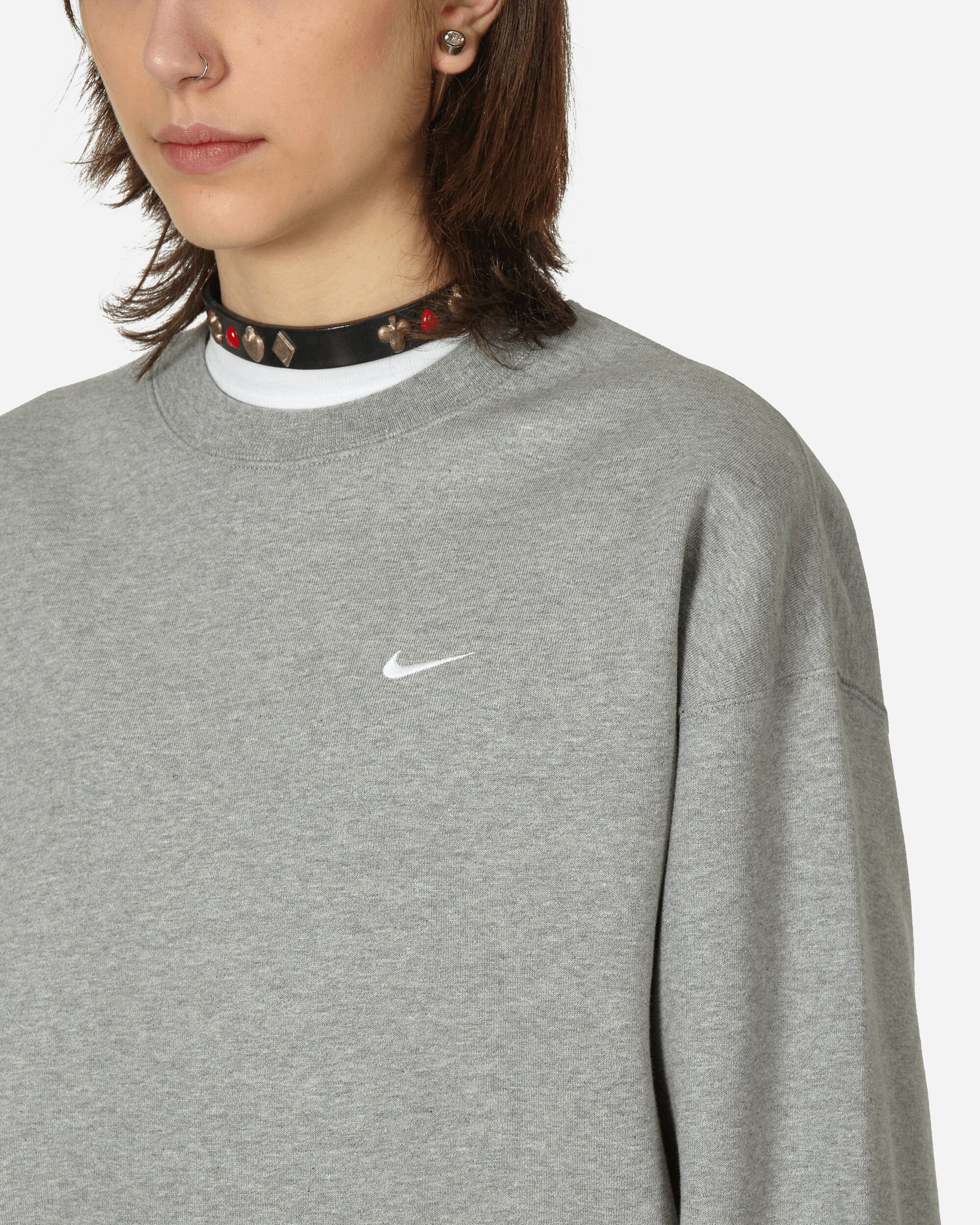 Nike M Nk Solo Swsh Flc Crw Dk Grey Heather/White Sweatshirts Crewneck DX1361-063