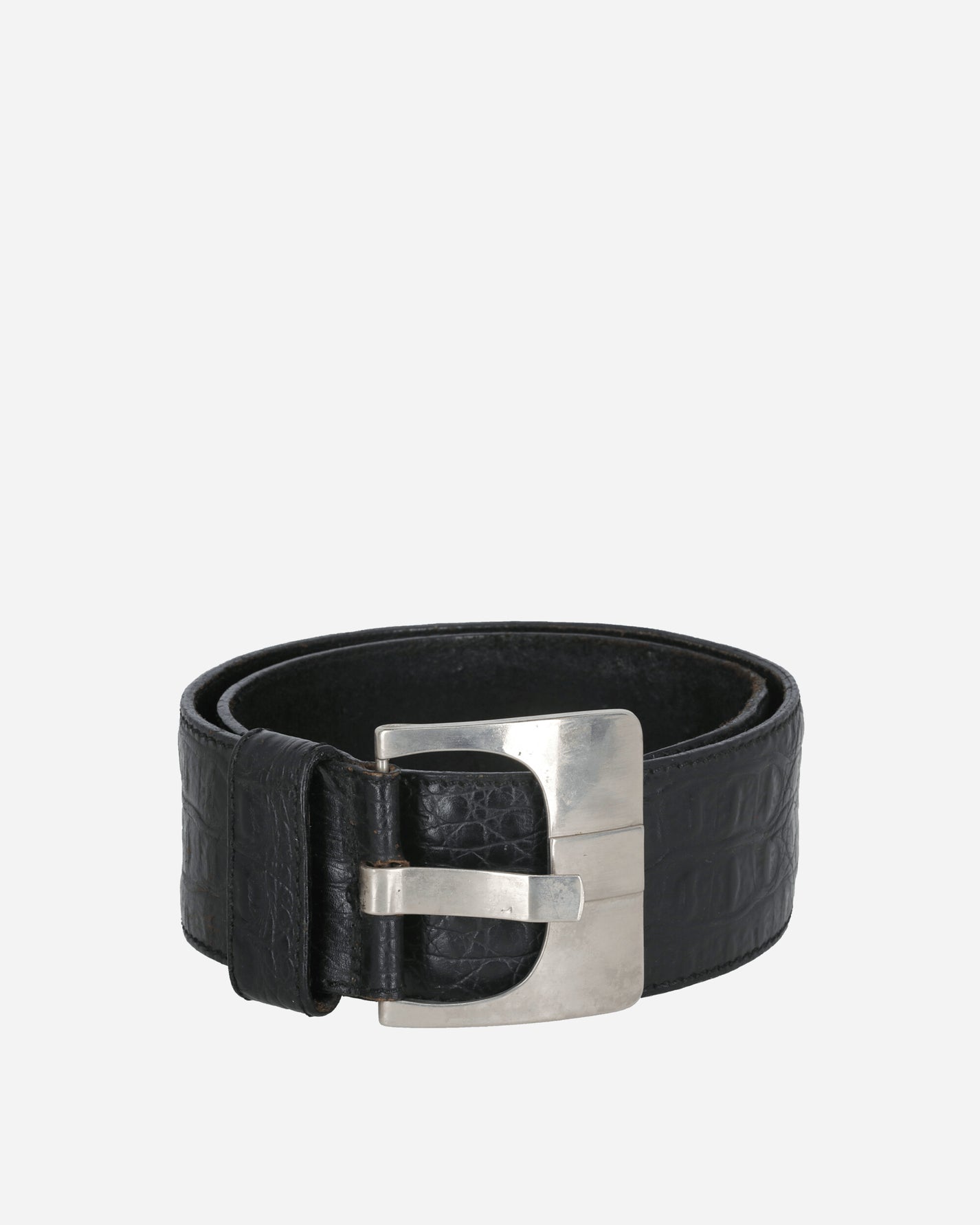 Pezze Vintage Black Leather Belt With Stitches Details Black Belts Belt 67245 1