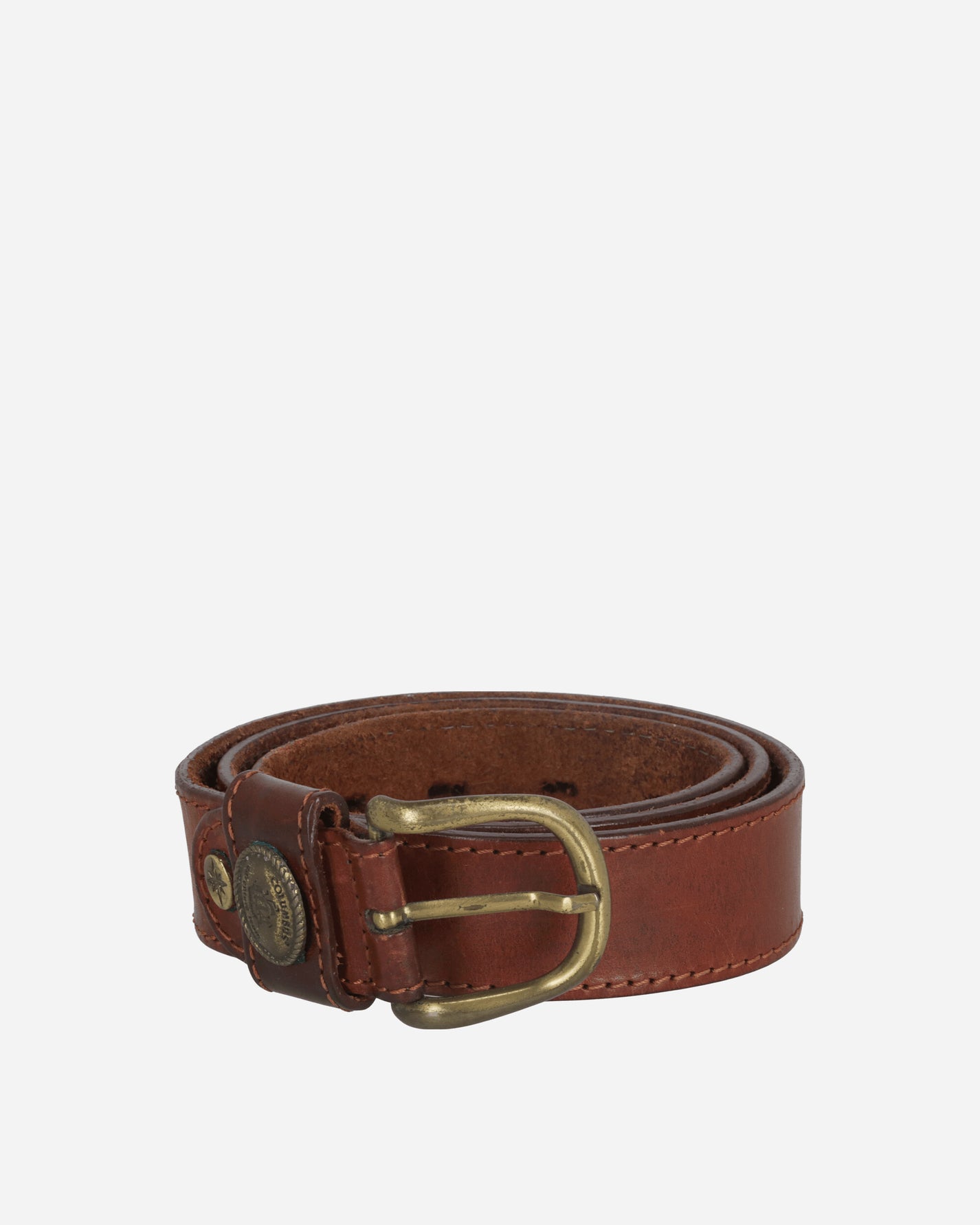 Pezze Vintage Leather Brown Belt With Golden Details Brown Belts Belt 672412 1