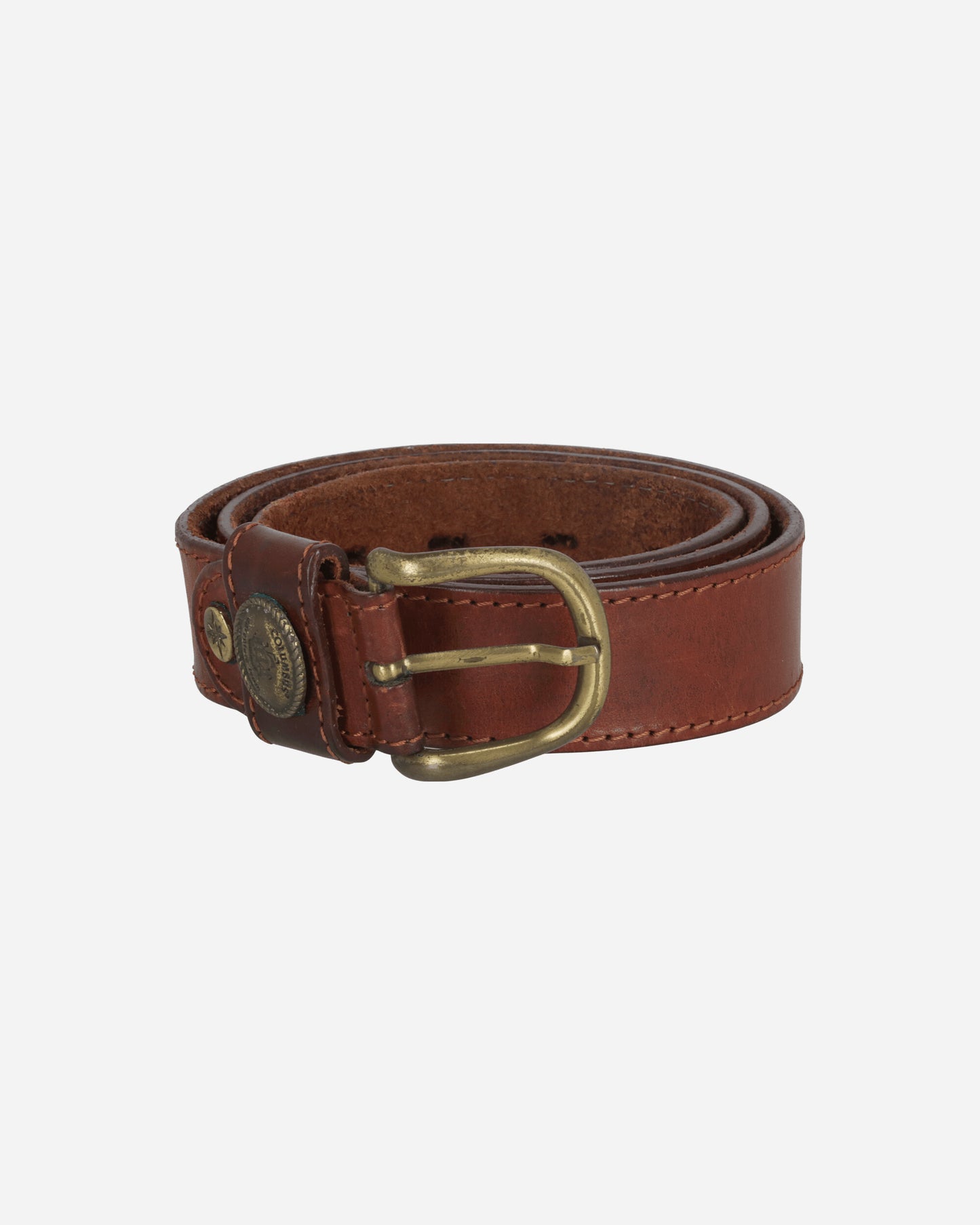 Pezze Vintage Leather Brown Belt With Golden Details Brown Belts Belt 672412 1