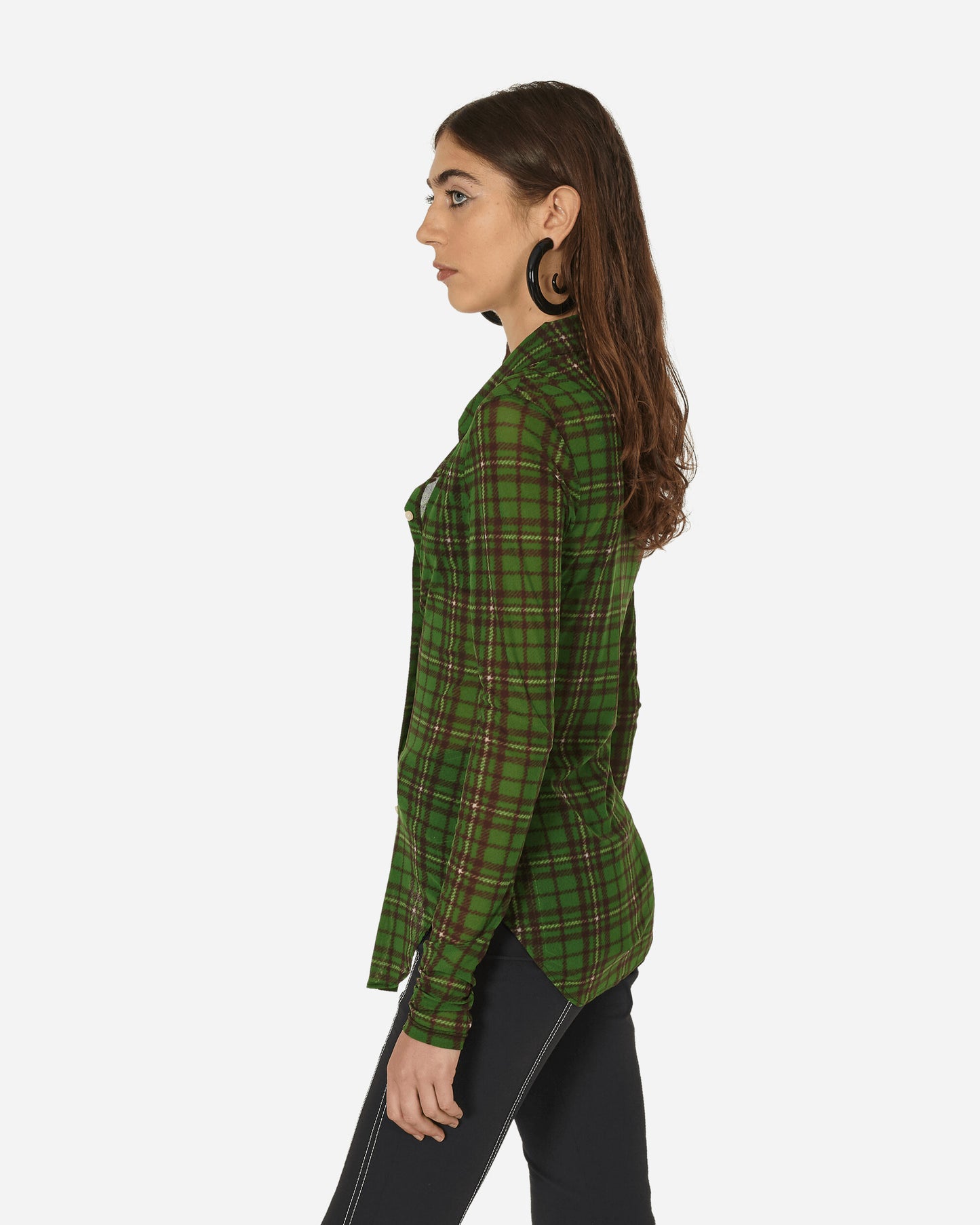 Priscavera Wmns Button Down Top Green Tartan Shirts Longsleeve Shirt 00165-107 GT