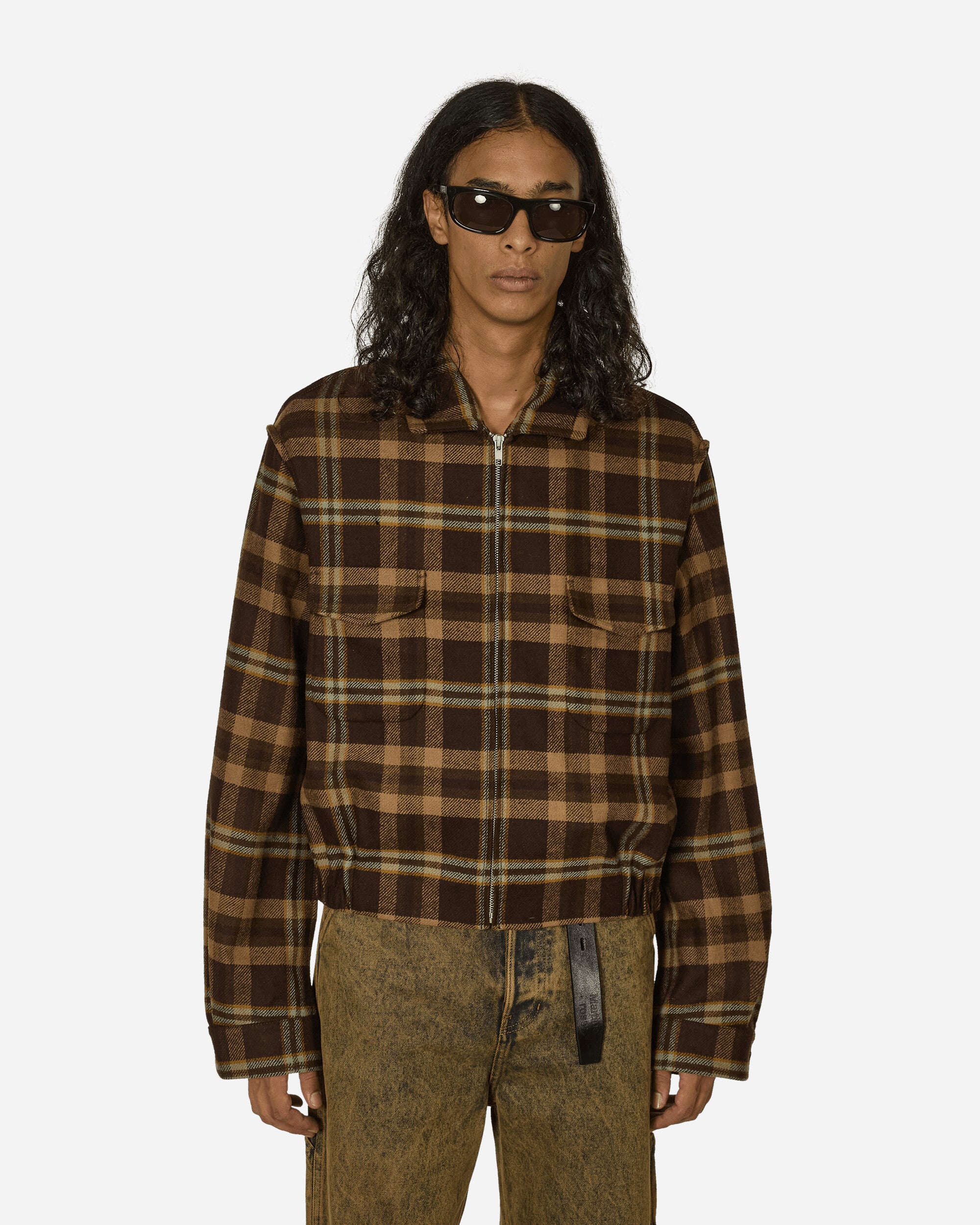 Random Identities Tartan Simmo Vintage Zip Up Brown Sweatshirts Zip-Ups RAN04J006 BLACK