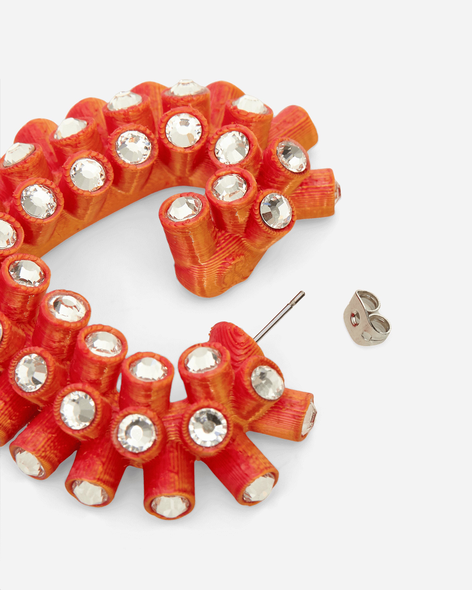 Roussey Wmns Small Bae Hoops Orange Taffetas Jewellery Earrings F22E03 1