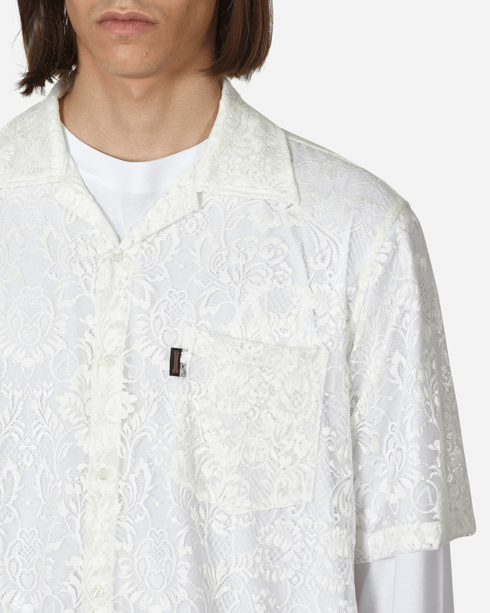 Aries Lace Hawaiian Shirt White Shirts Shortsleeve Shirt CTAR40103 WHT