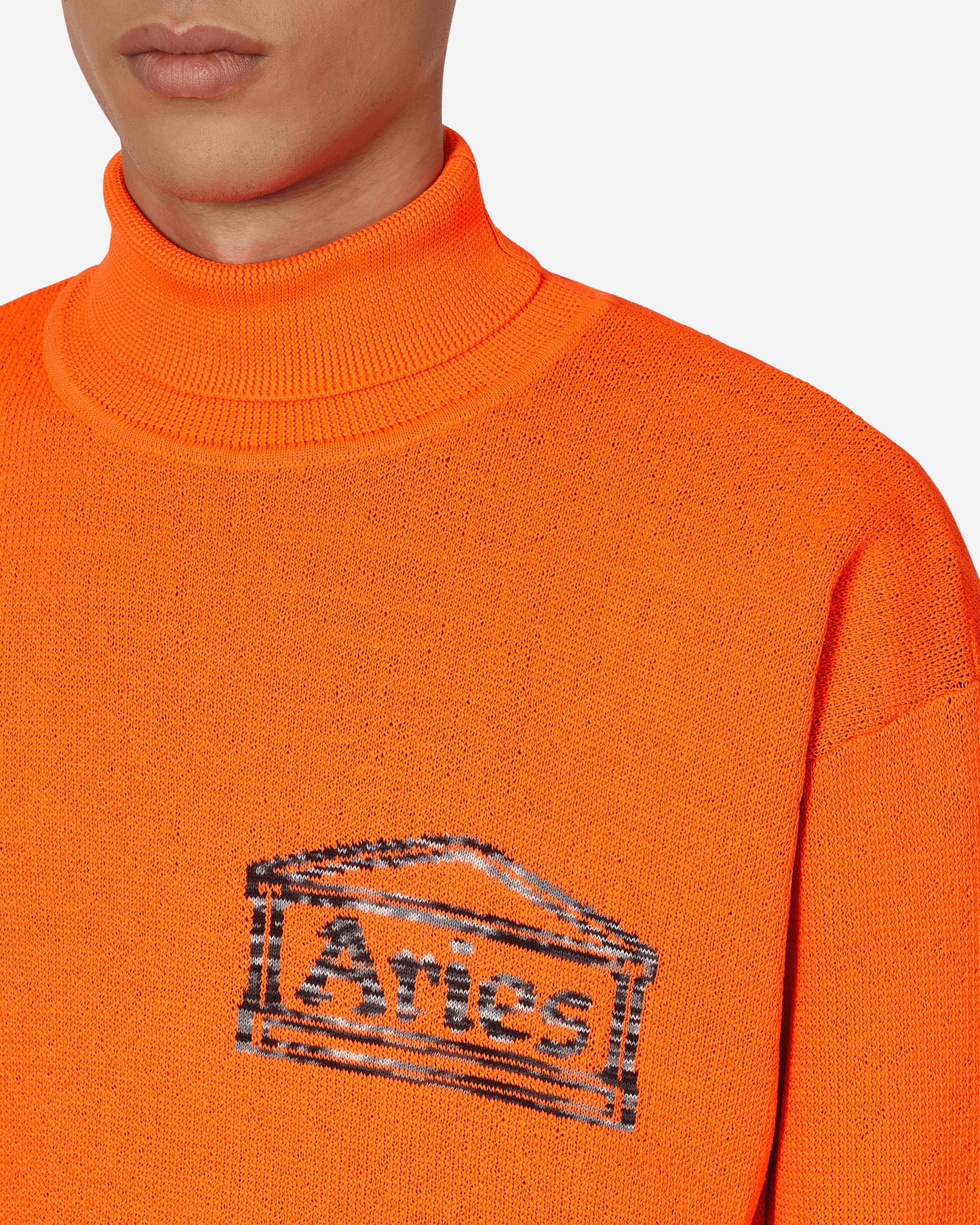 Aries Temple Fluro Turtleneck Knit Orange Knitwears Sweaters FTAR20024 ORG