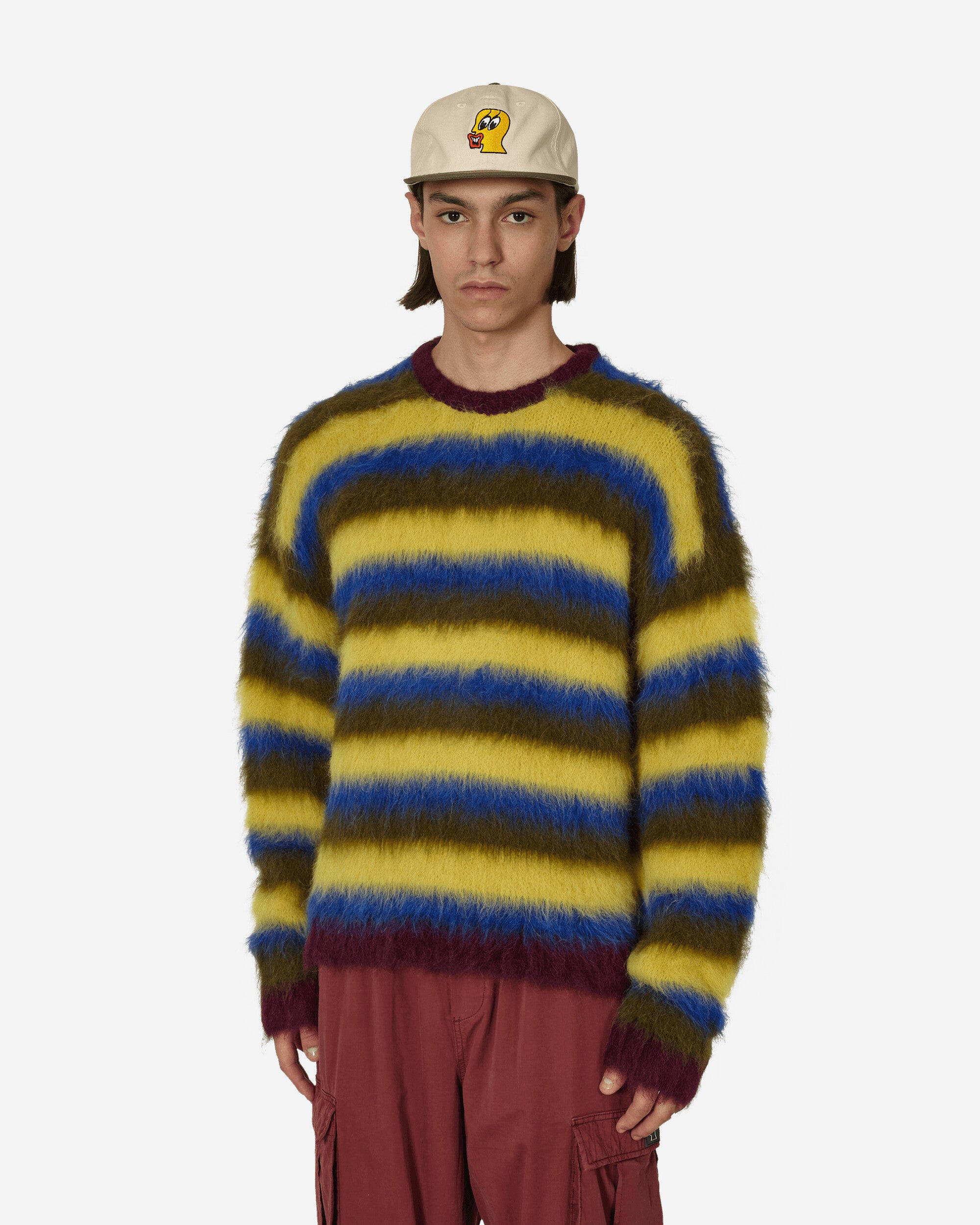 Brain Dead Blurry Lines Alpaca Crewneck Sweater Yellow / Multi