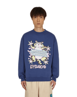 Brain Dead Relaxed Cat Crewneck Washed Navy Sweatshirts Crewneck BDF21T10001950 NY02