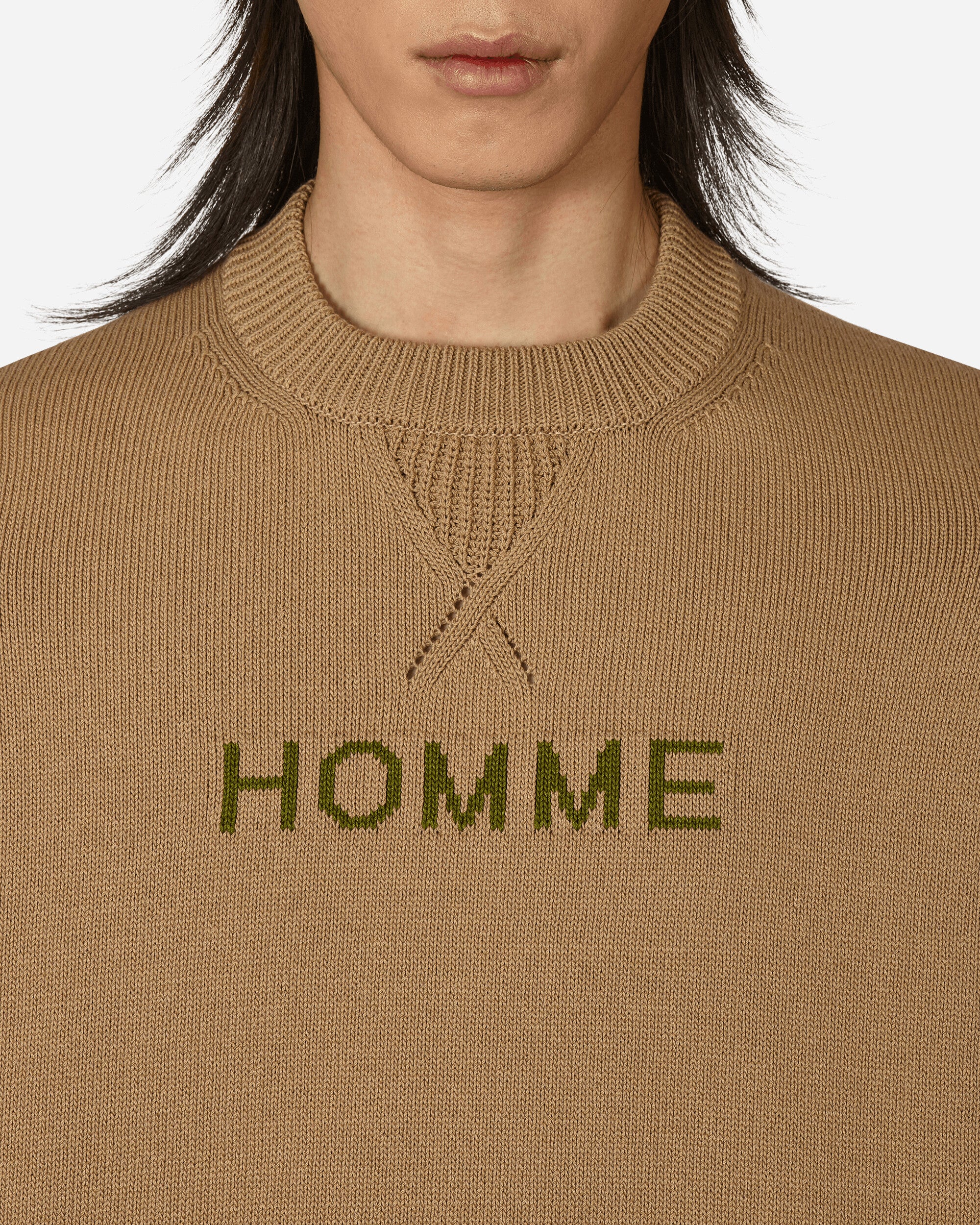 Comme Des Garçons Homme Men'S Sweater Beige/Green Sweatshirts Crewneck HK-N002-051 2