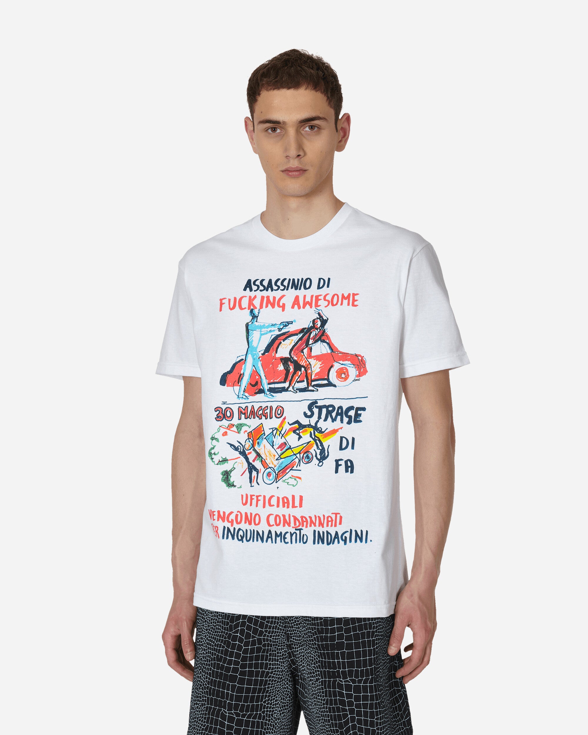 Fucking Awesome Car Explosion Tee White White T-Shirts Shortsleeve PN5419 001