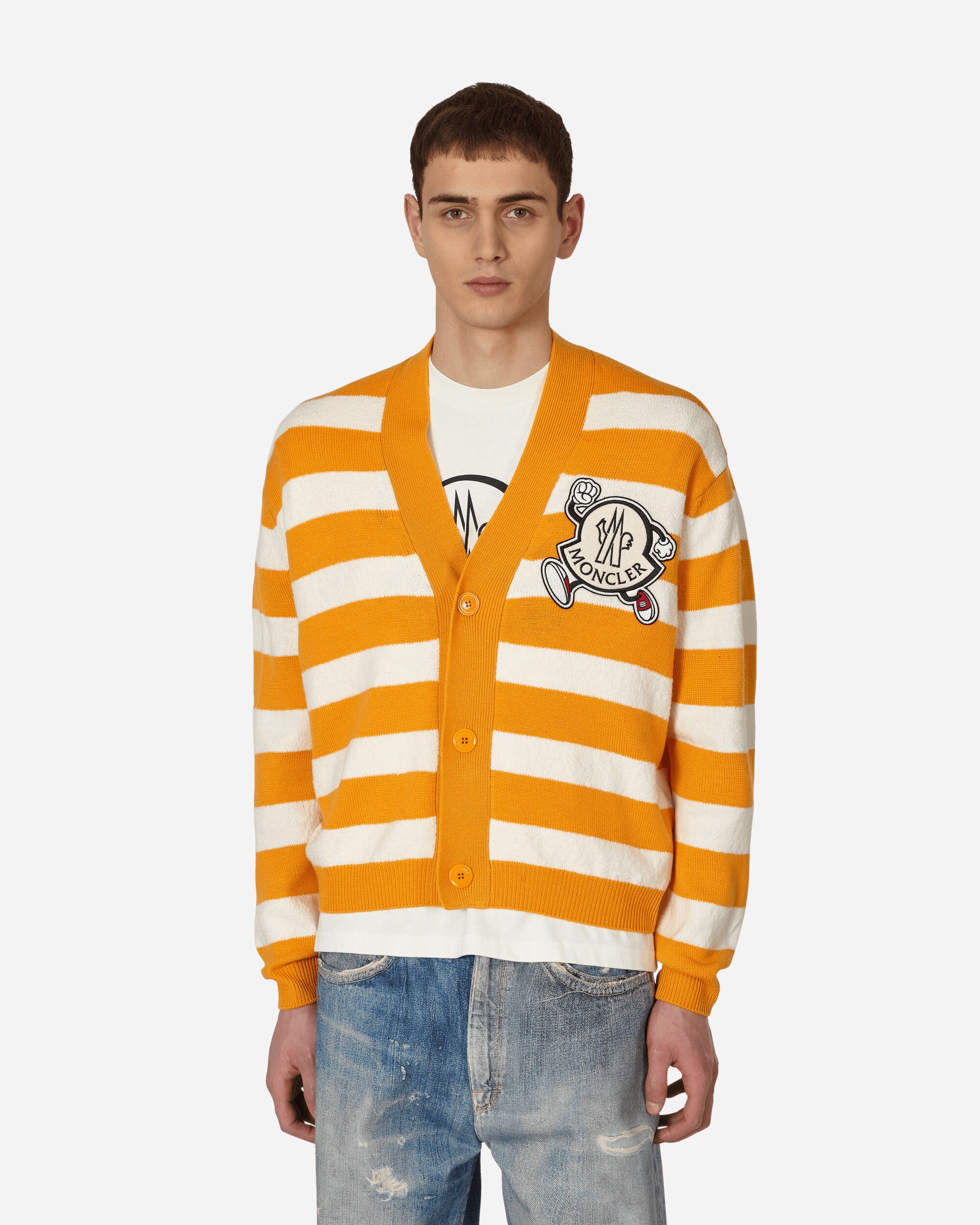 Moncler Stripe Cardigan Orange Knitwears Cardigans 9B00010M2672 P30