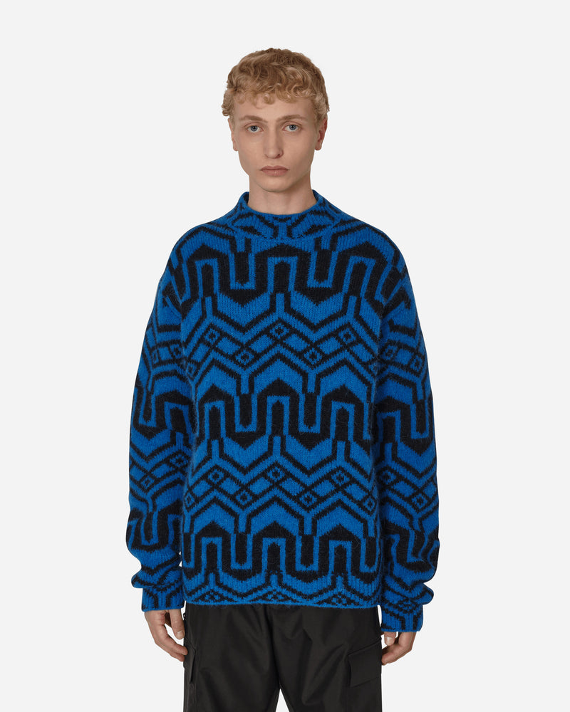 Jacquard Mock Neck Sweater Blue