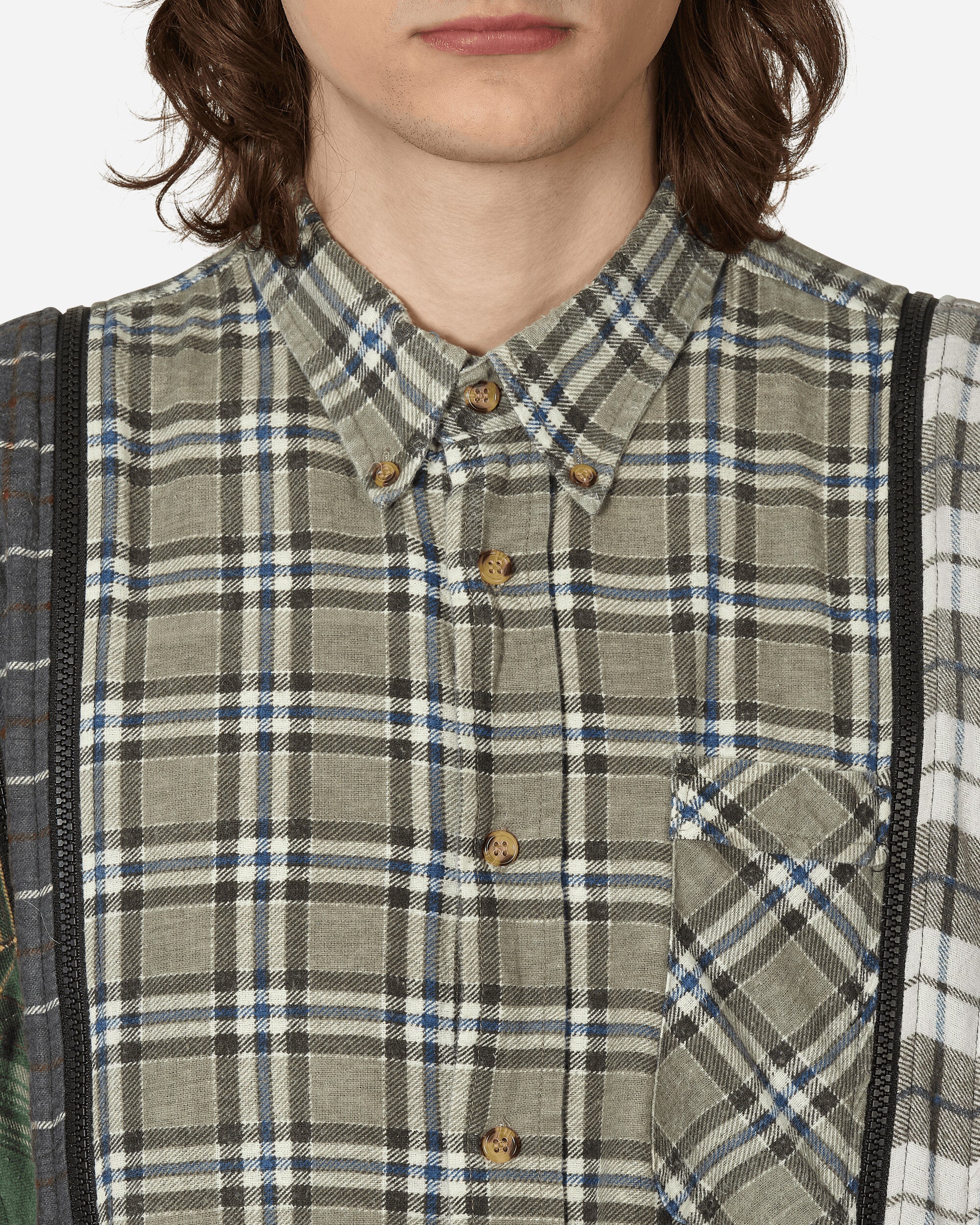 Needles Flannel Shirt - 7 Cuts Zipped Wide Shirt Assorted Shirts Longsleeve Shirt MR343 1012