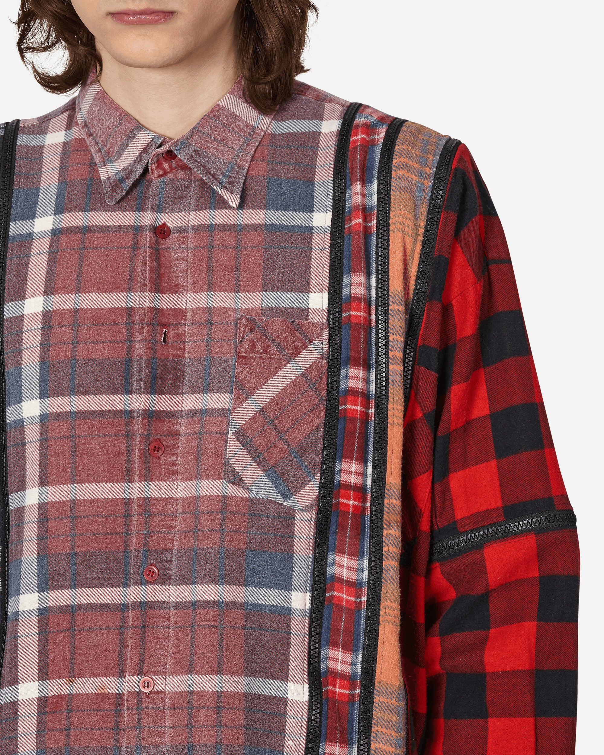 Needles Flannel Shirt - 7 Cuts Zipped Wide Shirt Assorted Shirts Longsleeve Shirt MR343 1014