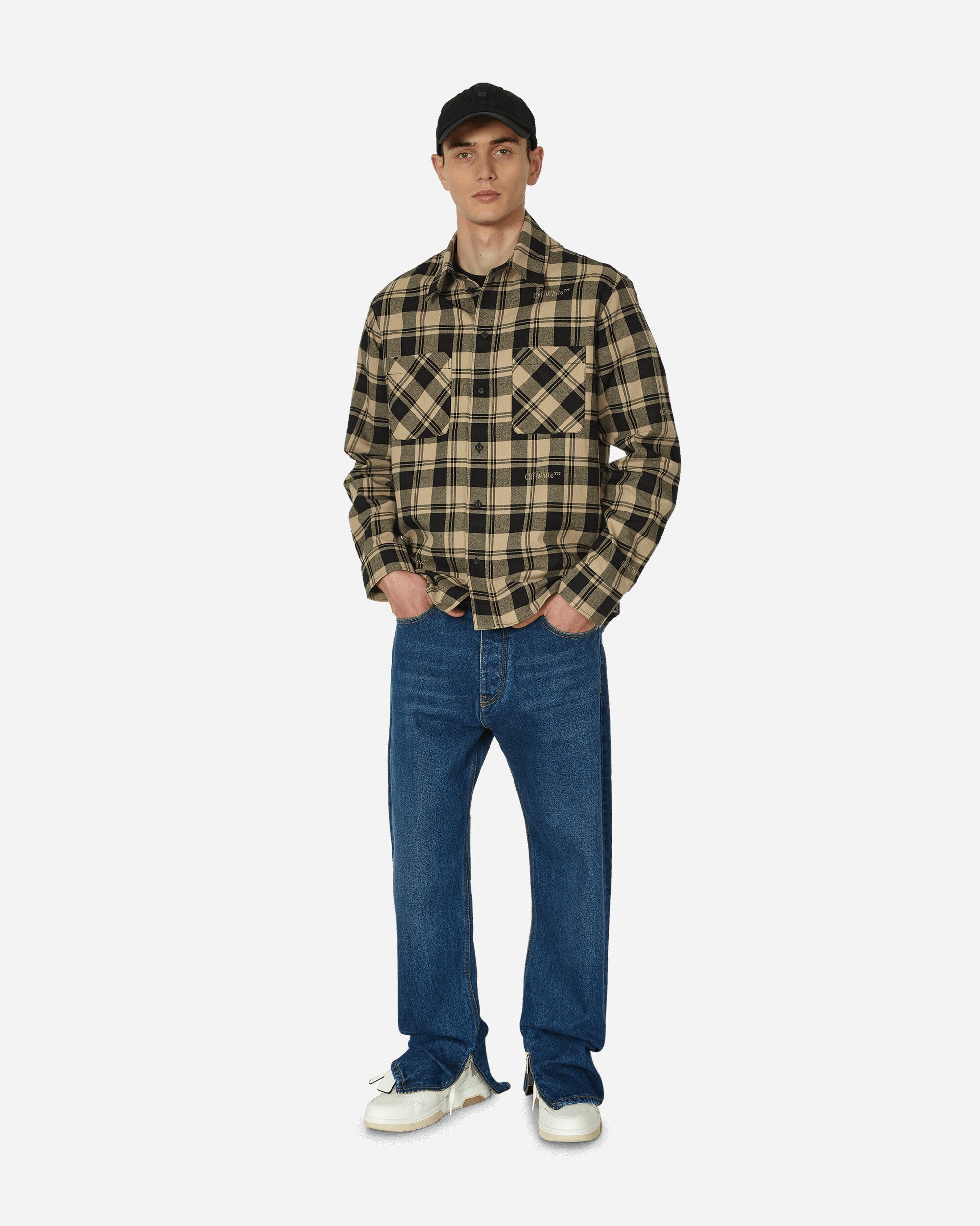 Check Flannel Shirt Beige / Black