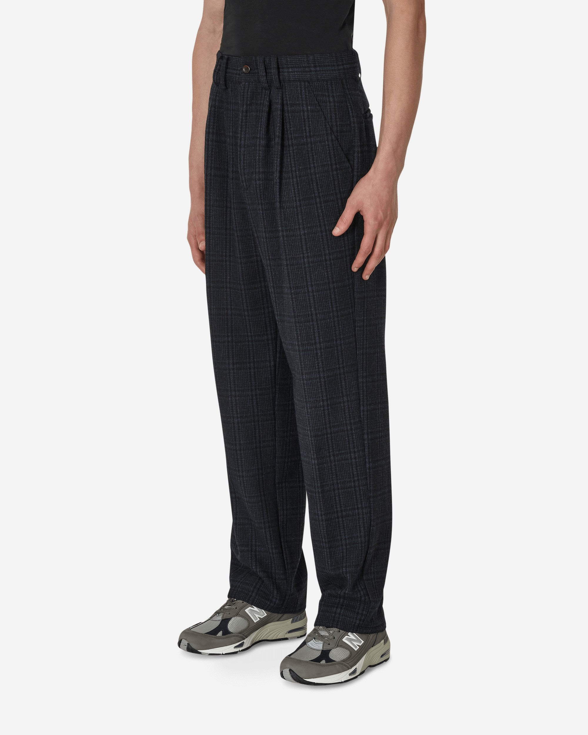 Paccbet Checked Pleated Trousers Woven Navy Pants Trousers PACC11P009 2