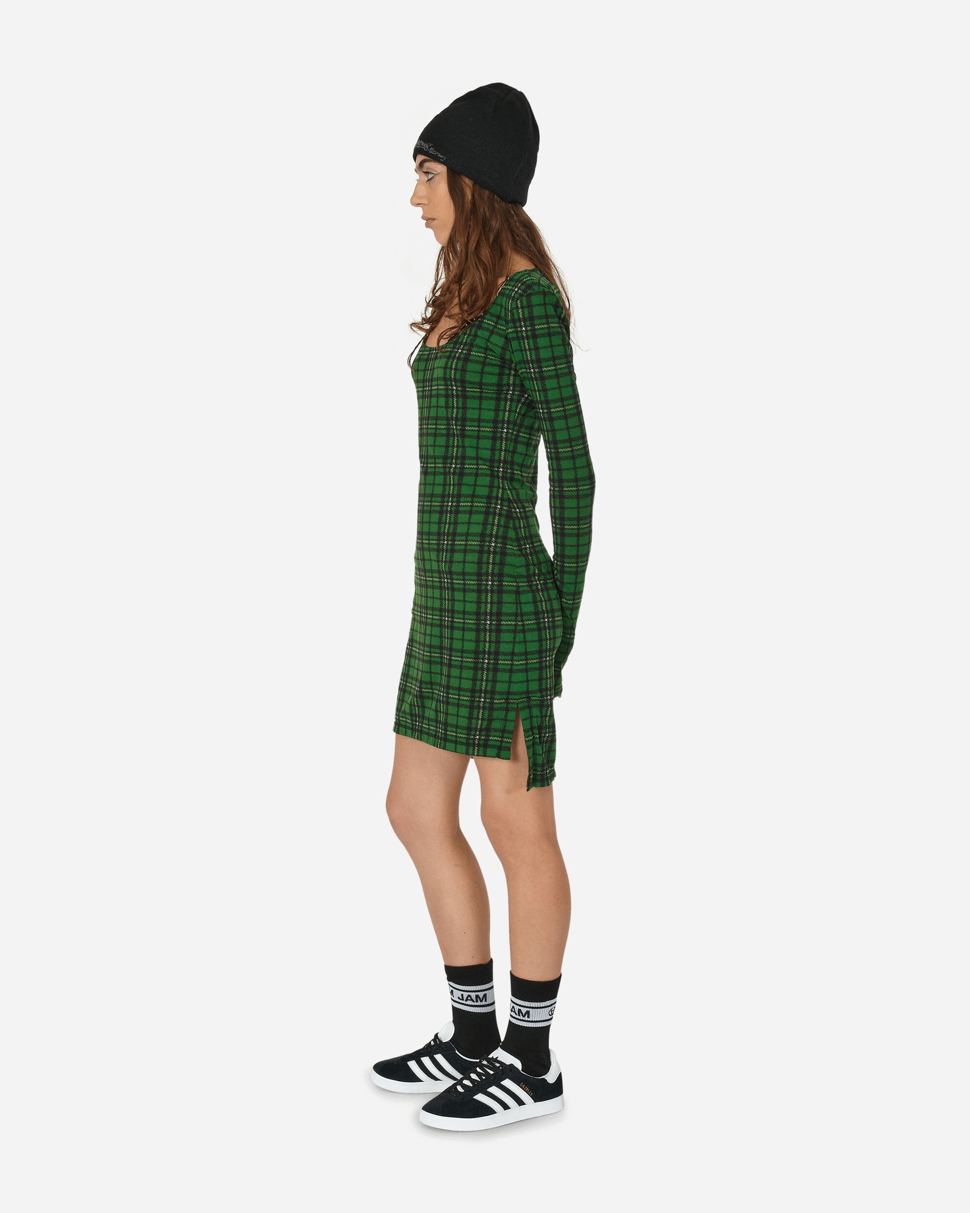 Priscavera Wmns Long Sleeve Mini Dress Green Tartan Dresses Dress Short 003146-107 GT