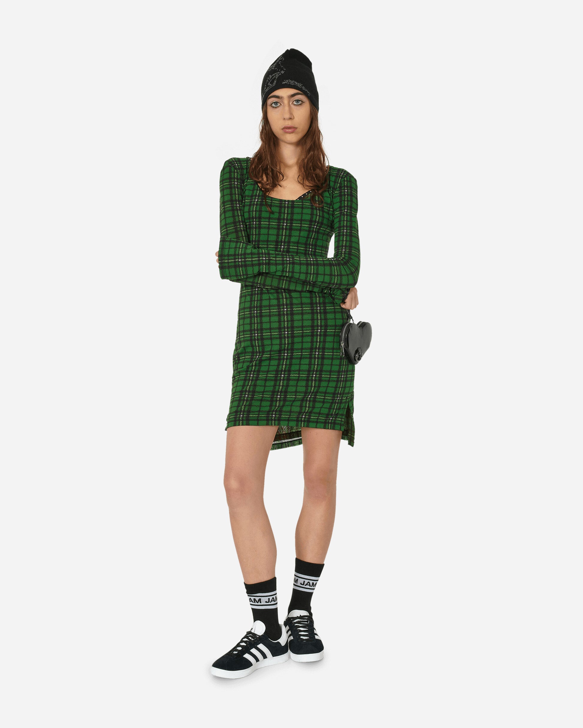 Priscavera Wmns Long Sleeve Mini Dress Green Tartan Dresses Dress Short 003146-107 GT
