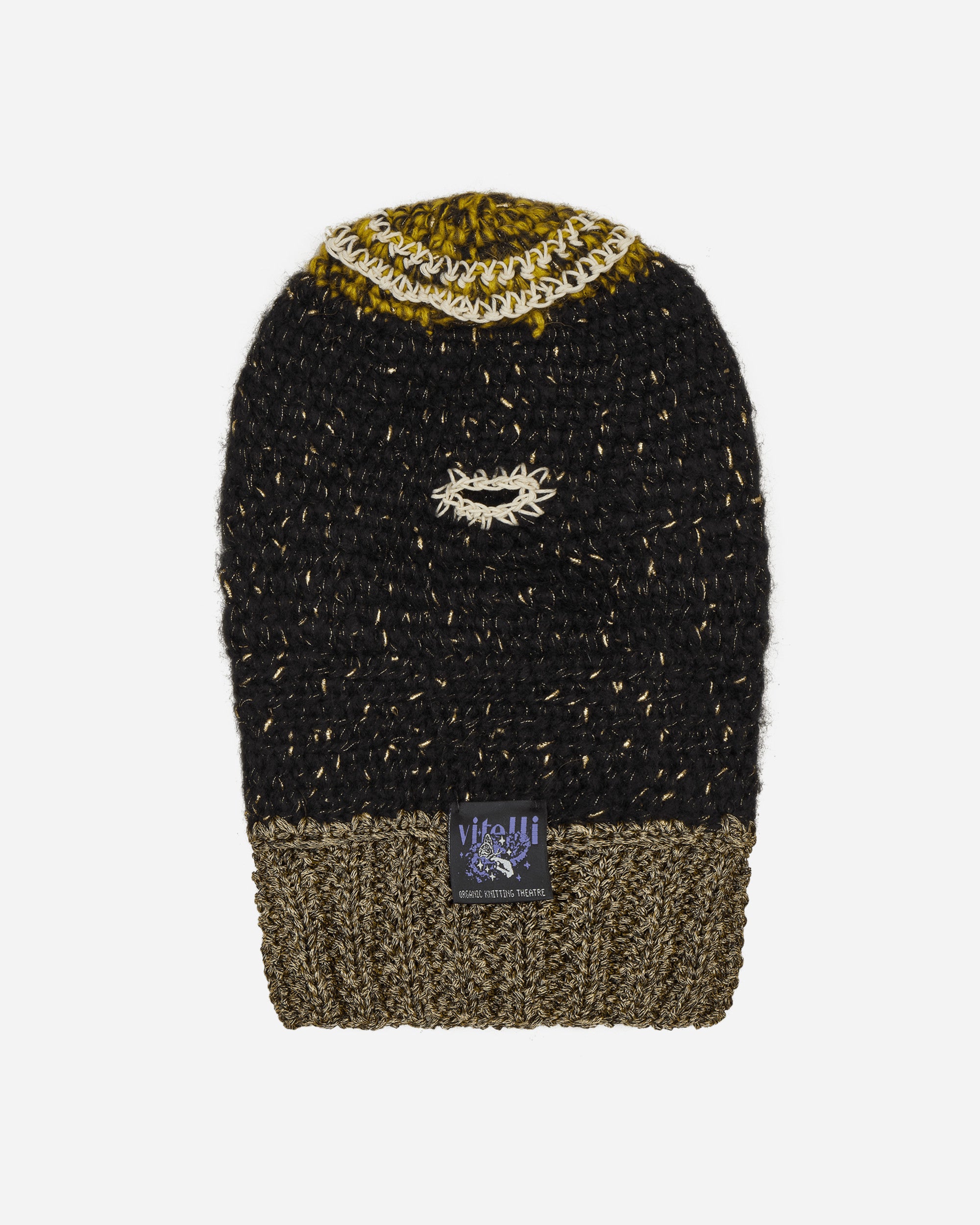 Vitelli Crochet Balaclava Black/Gold Hats Balaclavas OKT-B013  BG