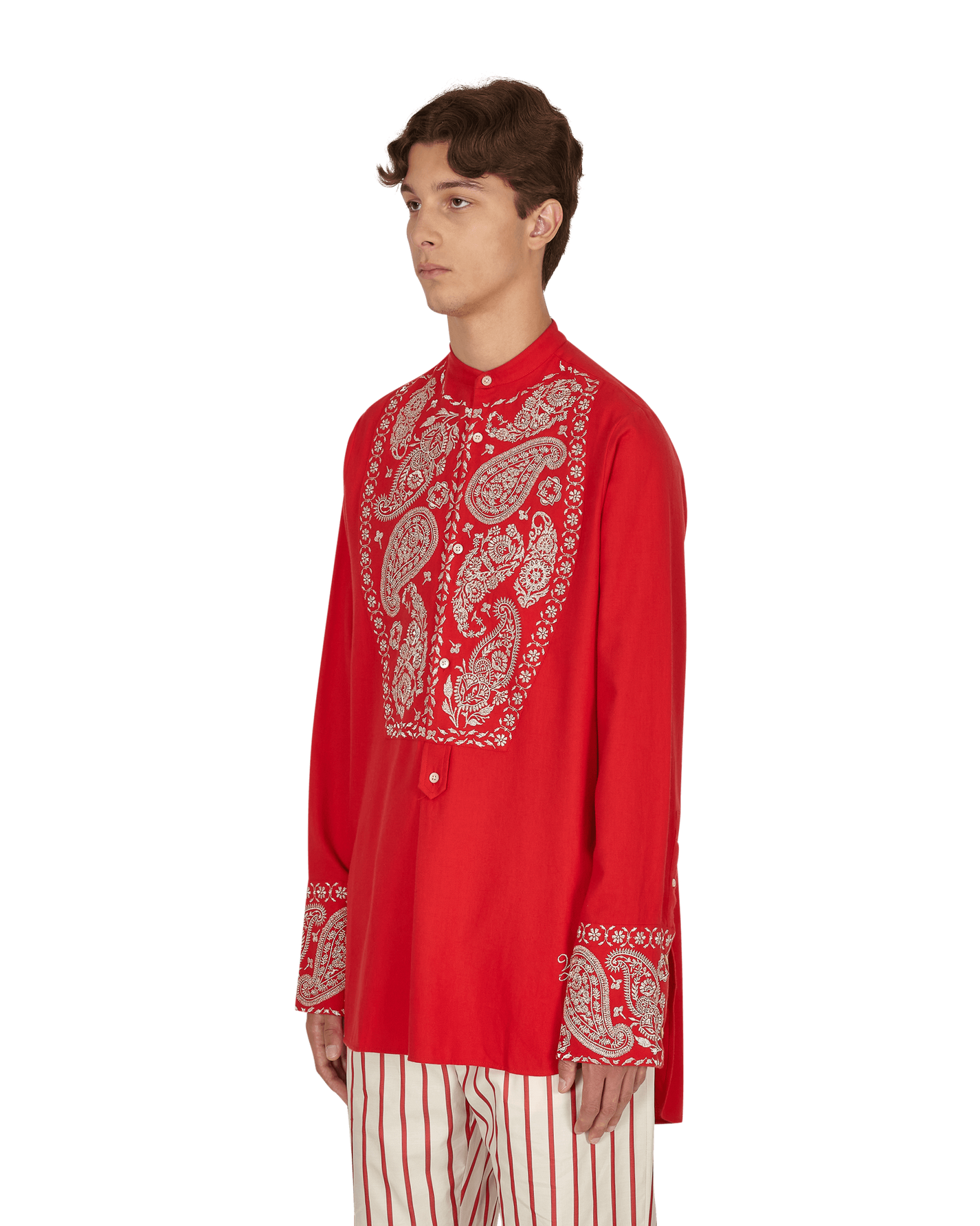 Wales Bonner Menelik Embroidered Scarlet Shirts Longsleeve UA21SH12-CO02 350